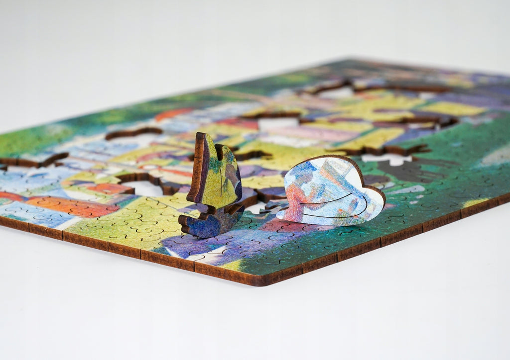 Drewniane puzzle A4 Seurat Niedzielne popołudnie