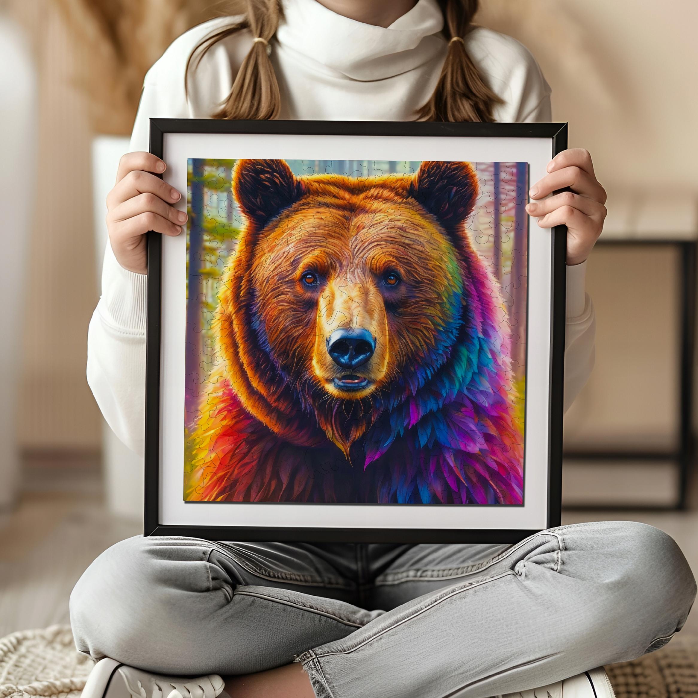 Puzzle drewniane PUZZLED Brunatny Niedźwiedź 155 elementów dla dorosłych