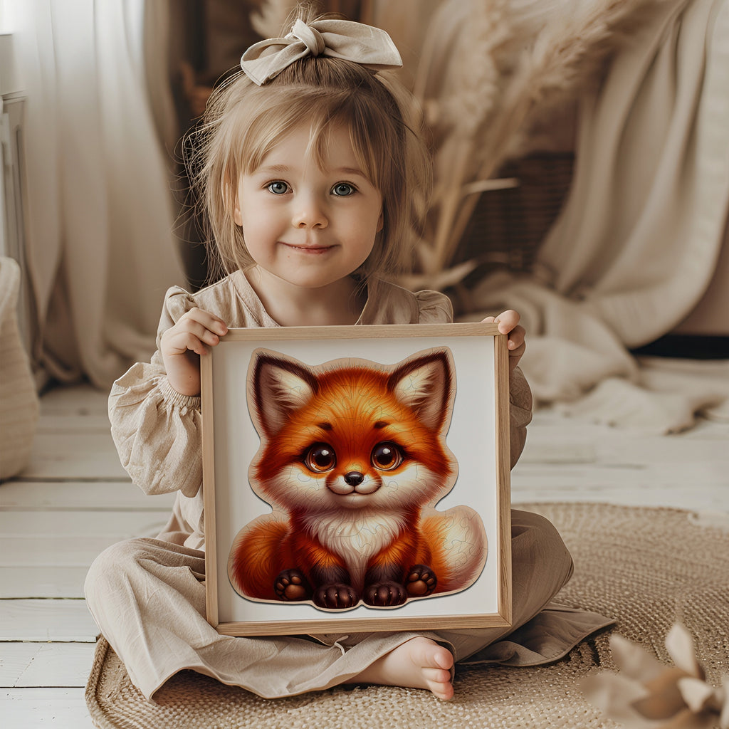 Puzzle Drewniane Premium dla dzieci Lisek 52 EL. Układanka PUZZLED