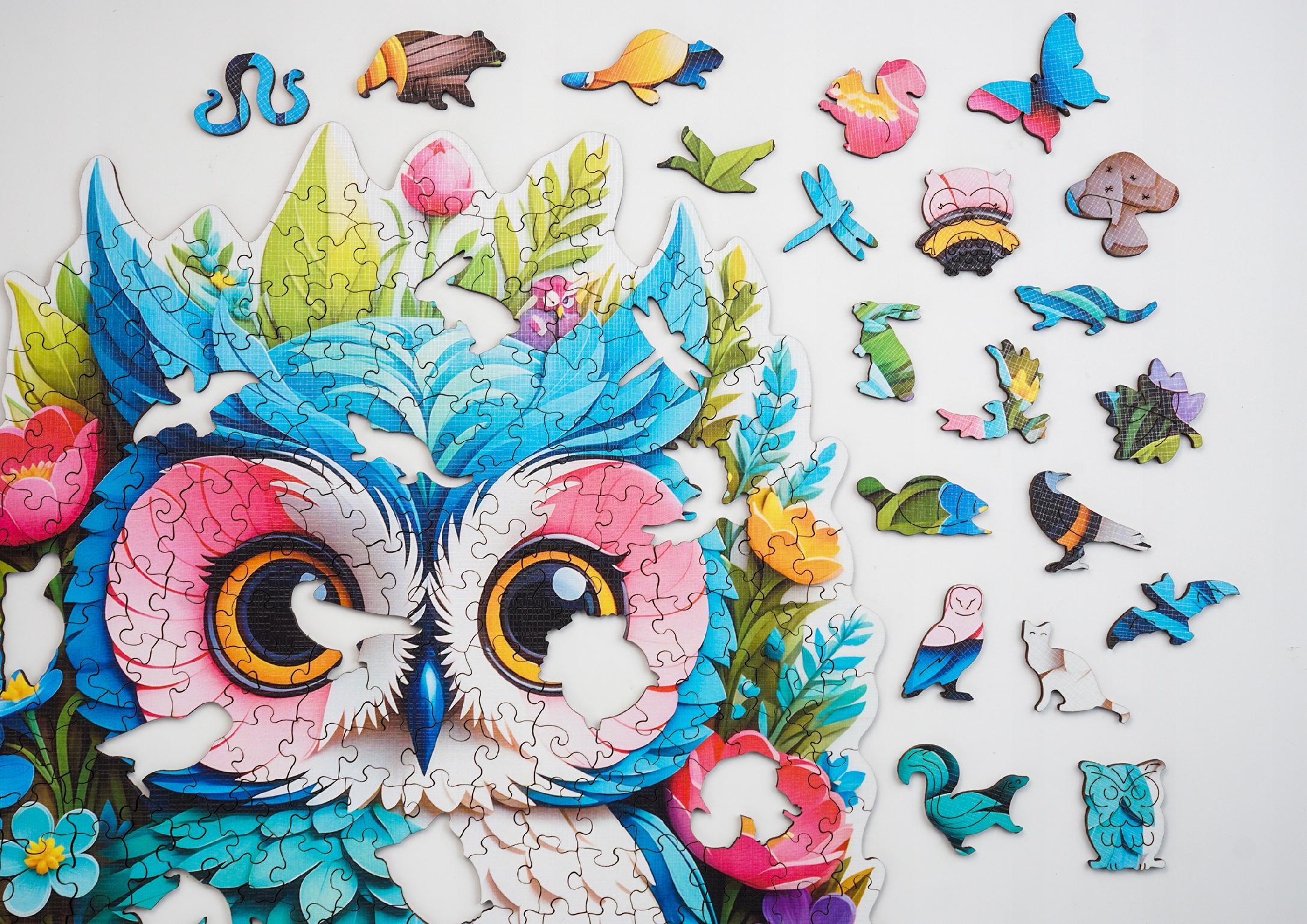 Puzzle drewniane PUZZLED Sowa 305 elementów – układanka po obrysie dla dorosłych