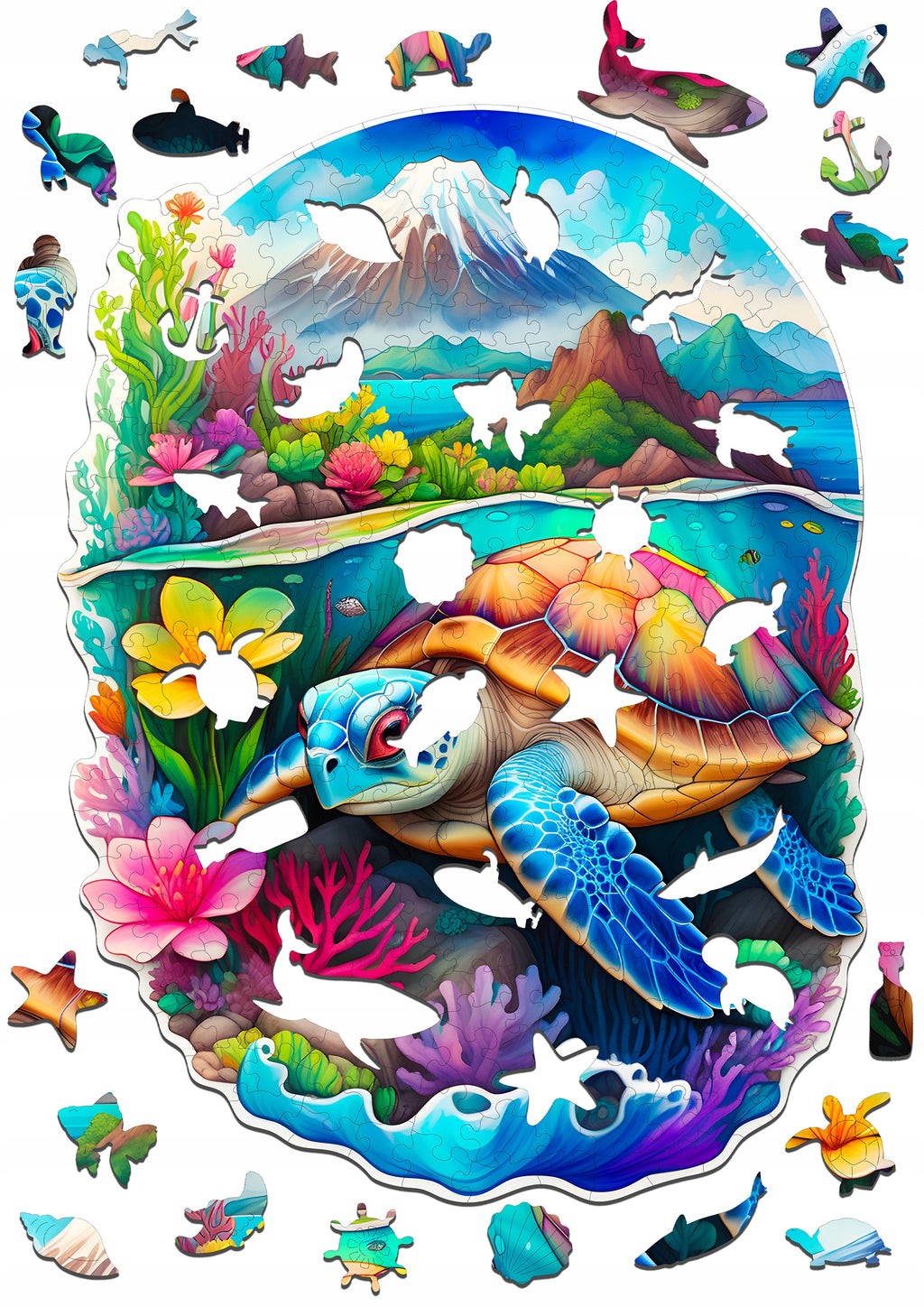 Puzzle drewniane PUZZLED Żółw 275 elementów – układanka po obrysie dla dorosłych
