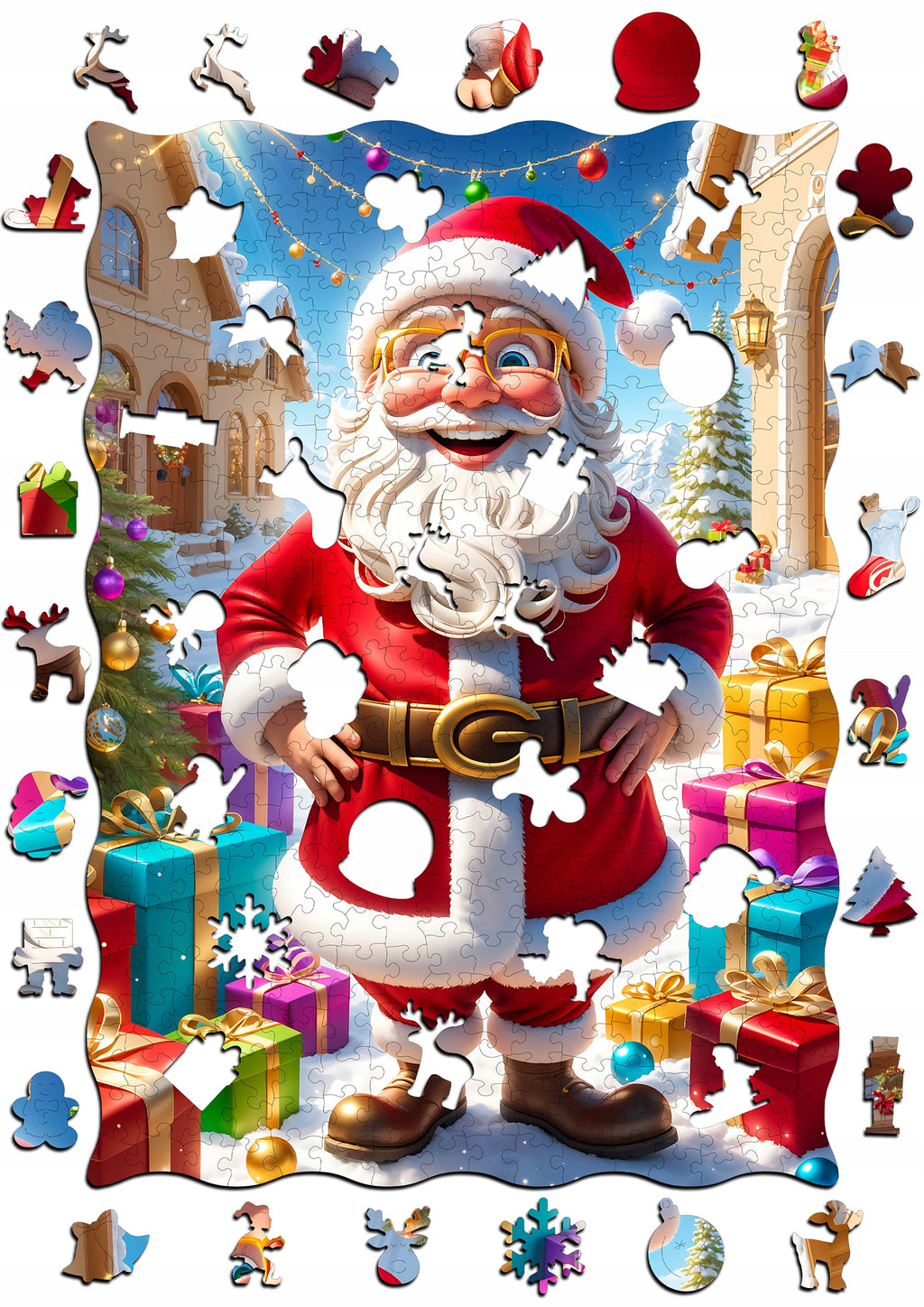 Puzzle Drewniane Świąteczne Mikołaj 385 El. Puzzled - Laserowe Prezent 8+!