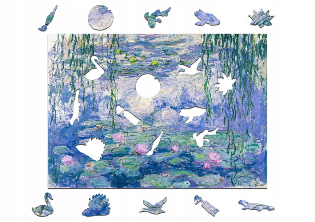 Drewniane puzzle A4 Monet Lilie wodne 140 el