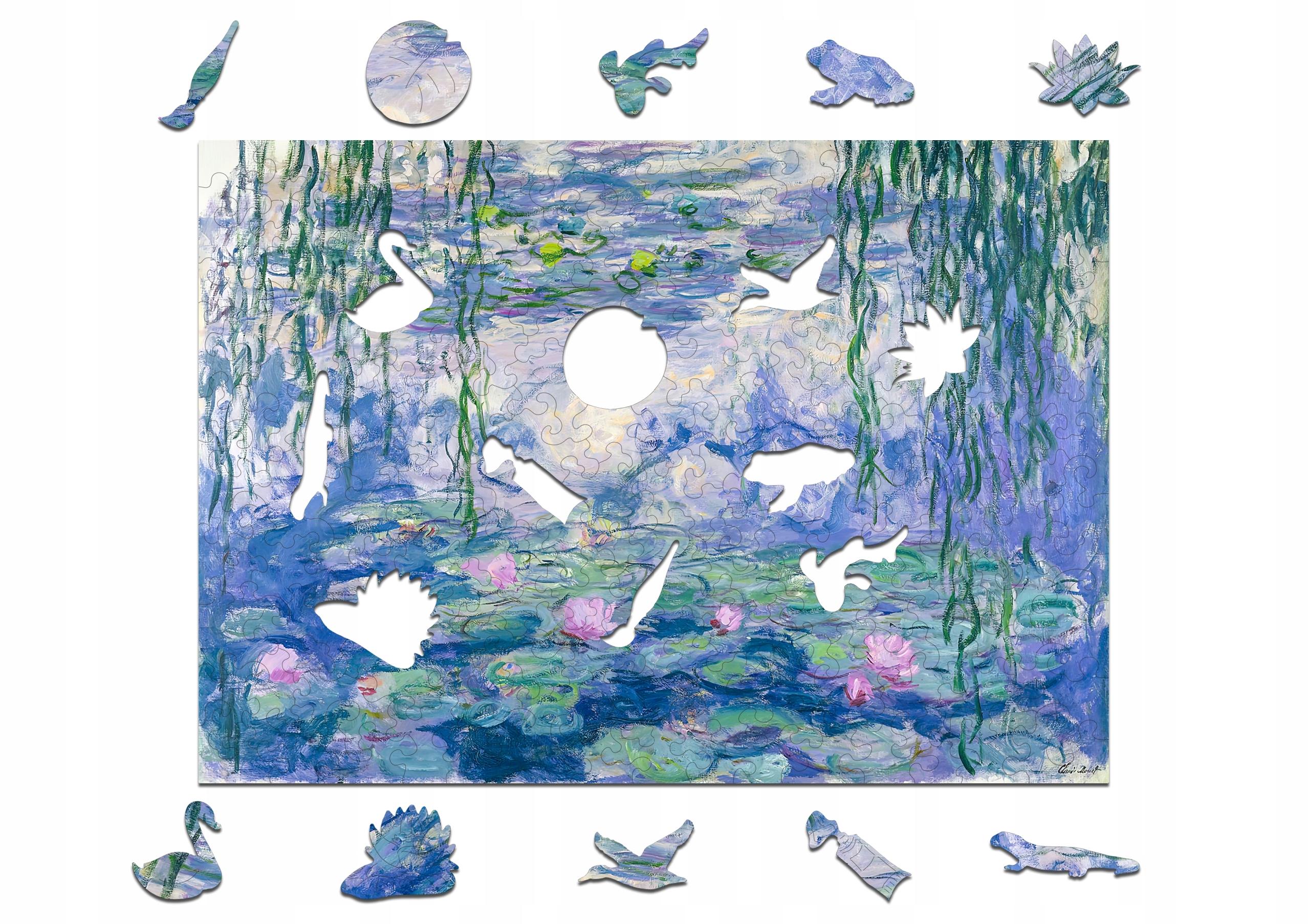 Drewniane puzzle A4 Monet Lilie wodne 140 el