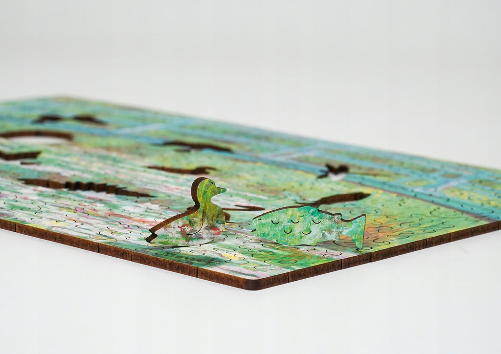 Drewniane puzzle A4 Claude Monet "Japoński mostek"