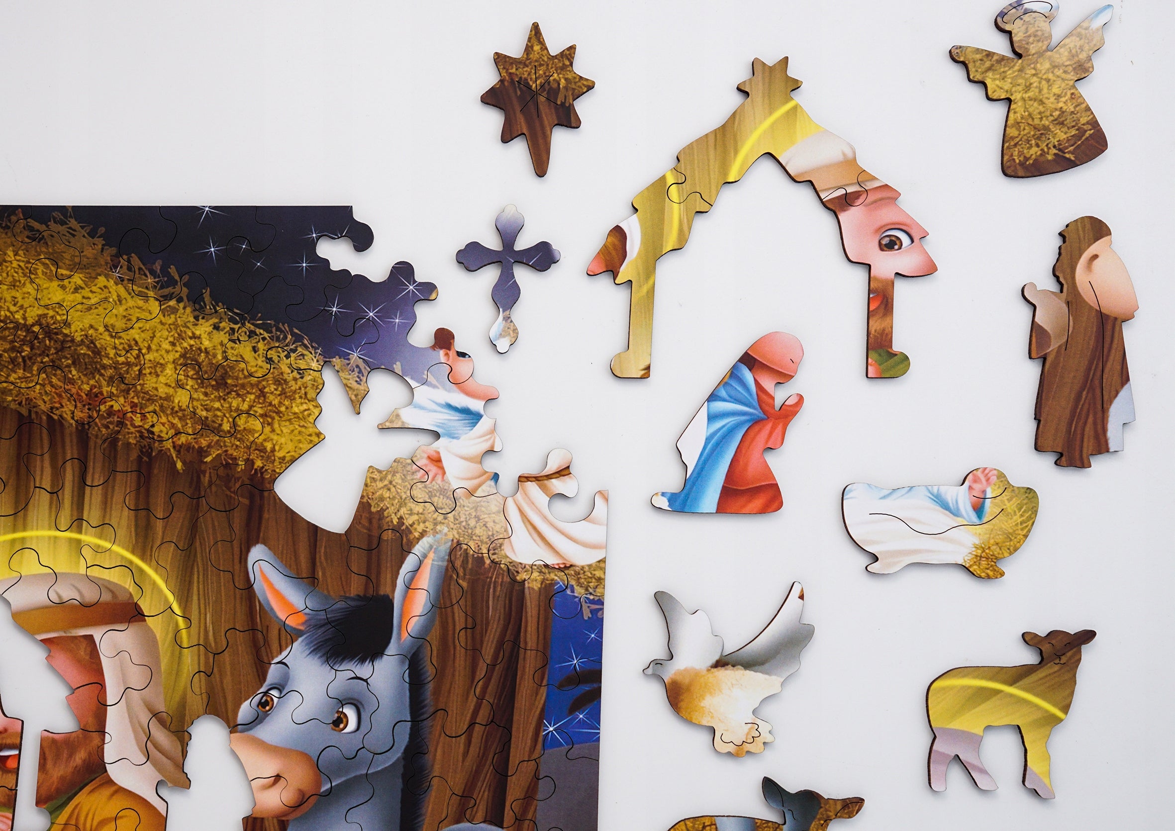Puzzle Drewniane Świąteczne Układanka Szopka Betlejemska A3 135 Elementów