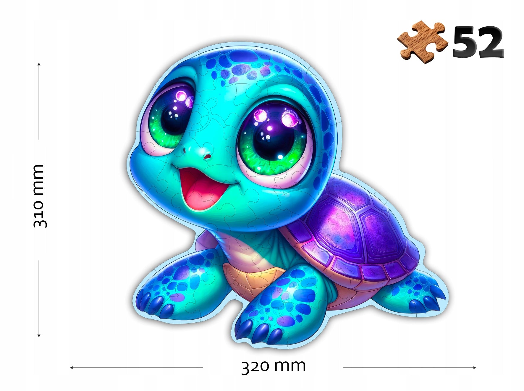 Puzzle Drewniane Premium dla dzieci Żółwik 52 EL. Układanka PUZZLED