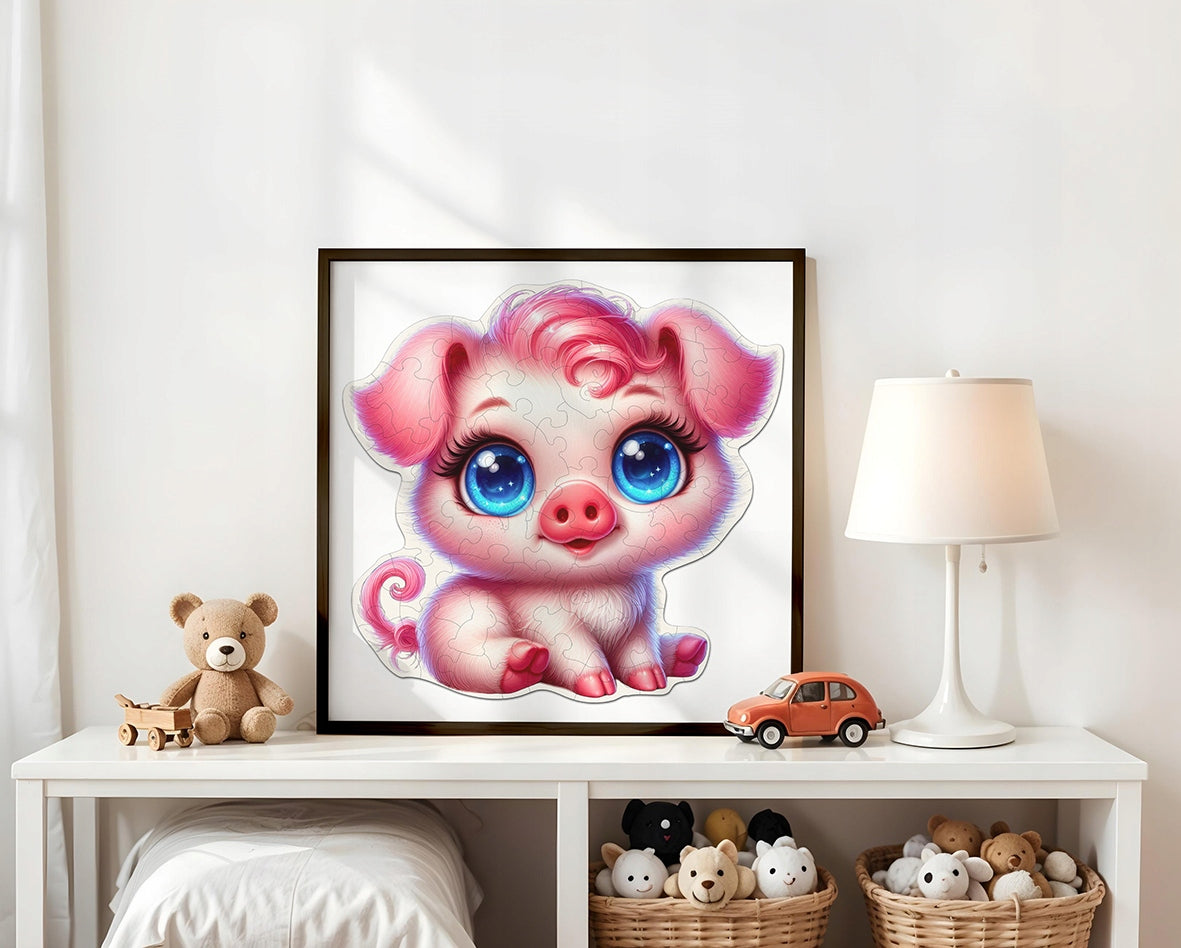 Puzzle Drewniane Premium dla dzieci Świnka 58 EL. Układanka PUZZLED