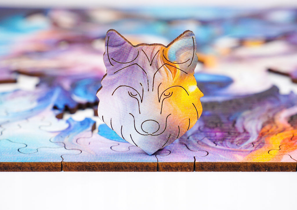 Puzzle drewniane PUZZLED Srebrzysty Wilk 145 elementów dla dorosłych
