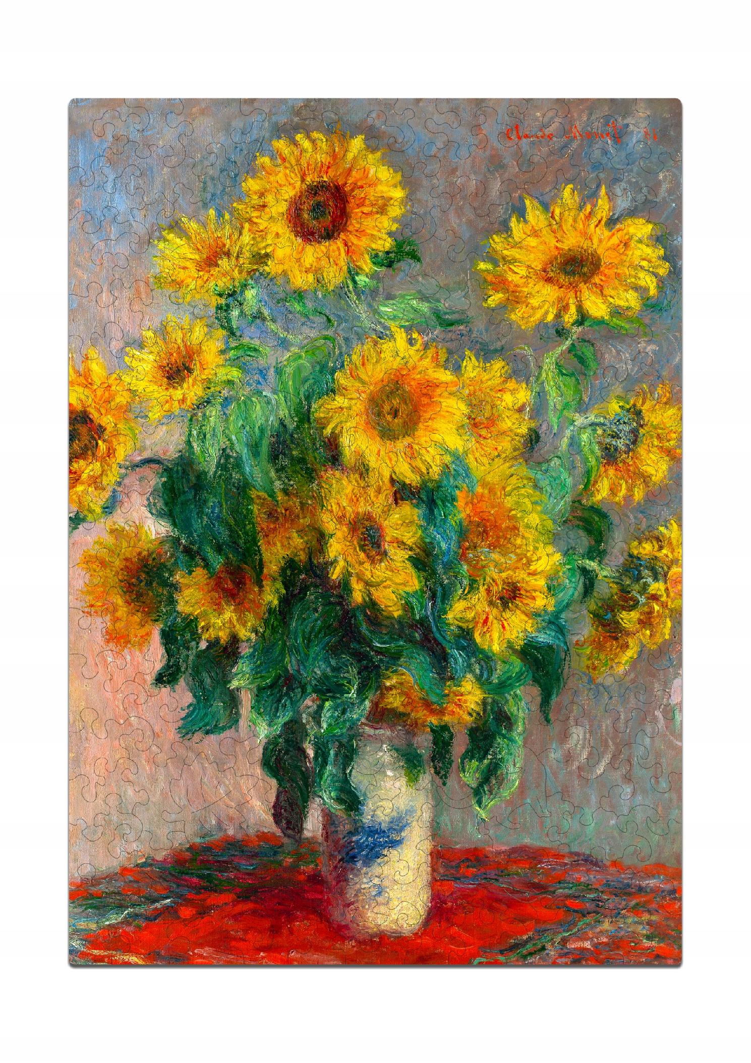 Puzzle Drewniane Monet Słoneczniki Układanka Drewniana A4 140 Elementów