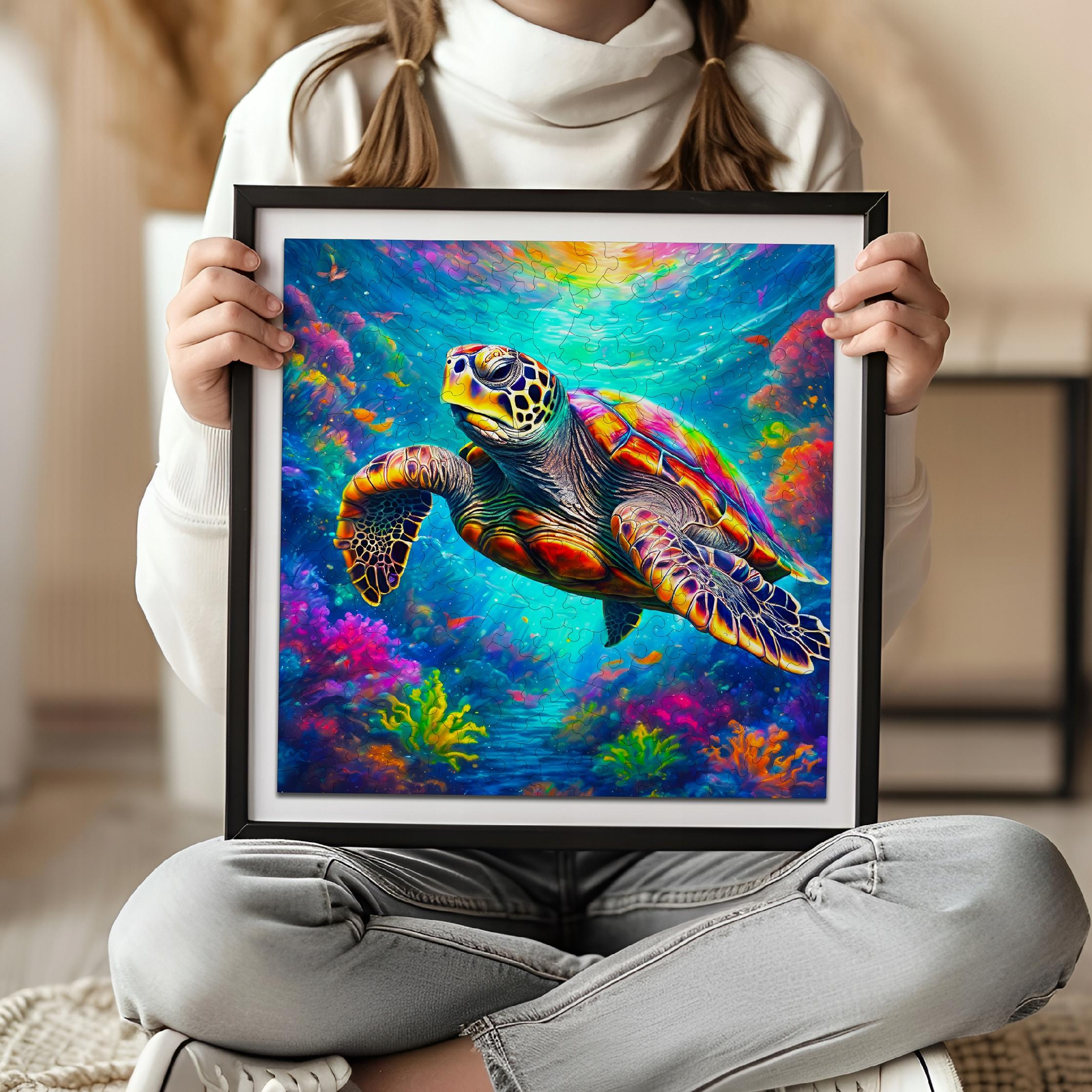 Puzzle drewniane PUZZLED Spokojny Żółw 165 elementów dla dorosłych