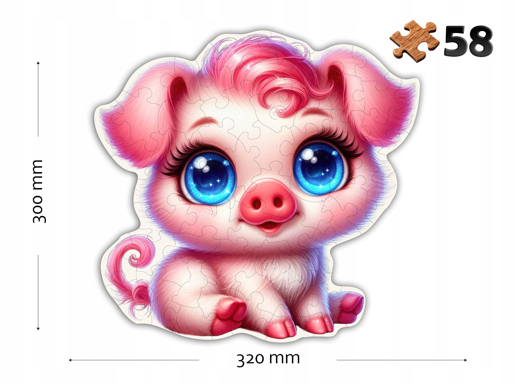 Puzzle Drewniane Premium dla dzieci Świnka 58 EL. Układanka PUZZLED