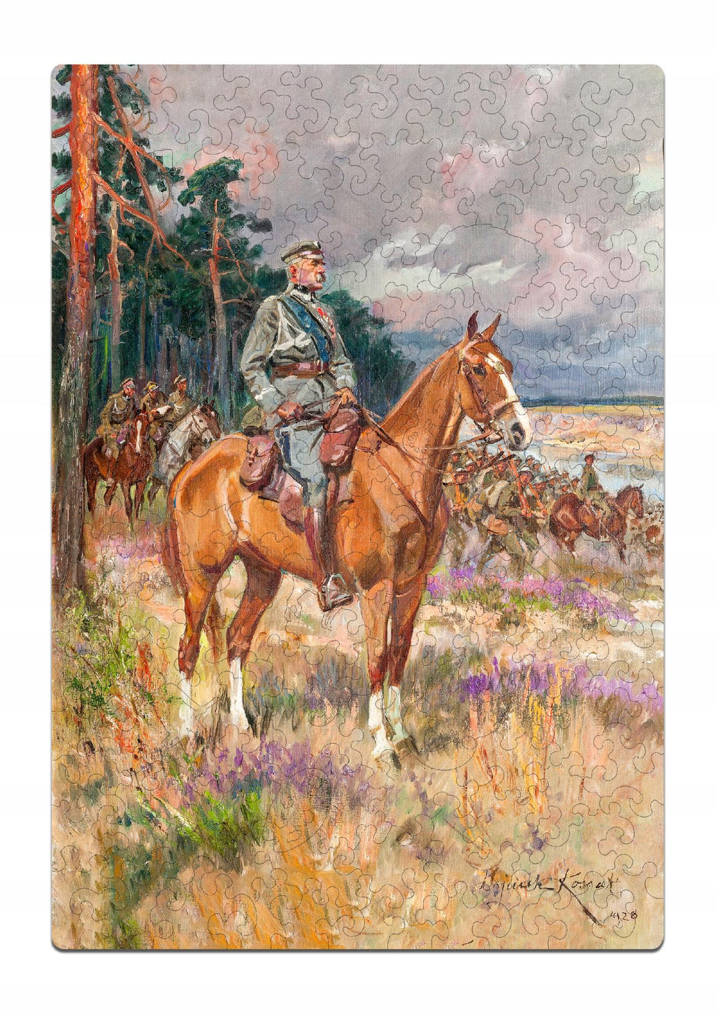 Puzzle Drewniane Kossak Piłsudski Na Kasztance Układanka A4 140 Elementów