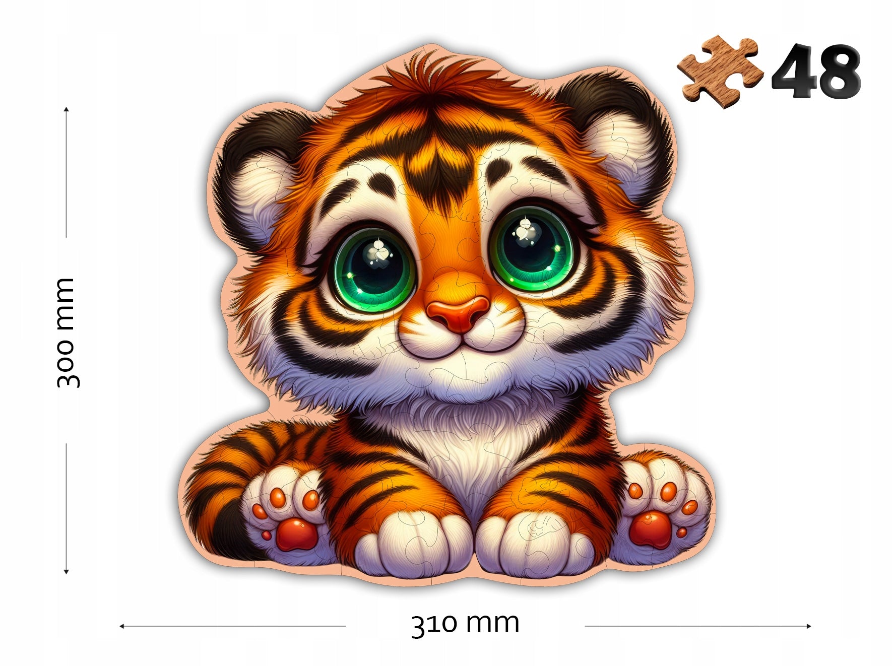 Puzzle Drewniane Premium dla dzieci Tygrysek 48 EL. Układanka PUZZLED
