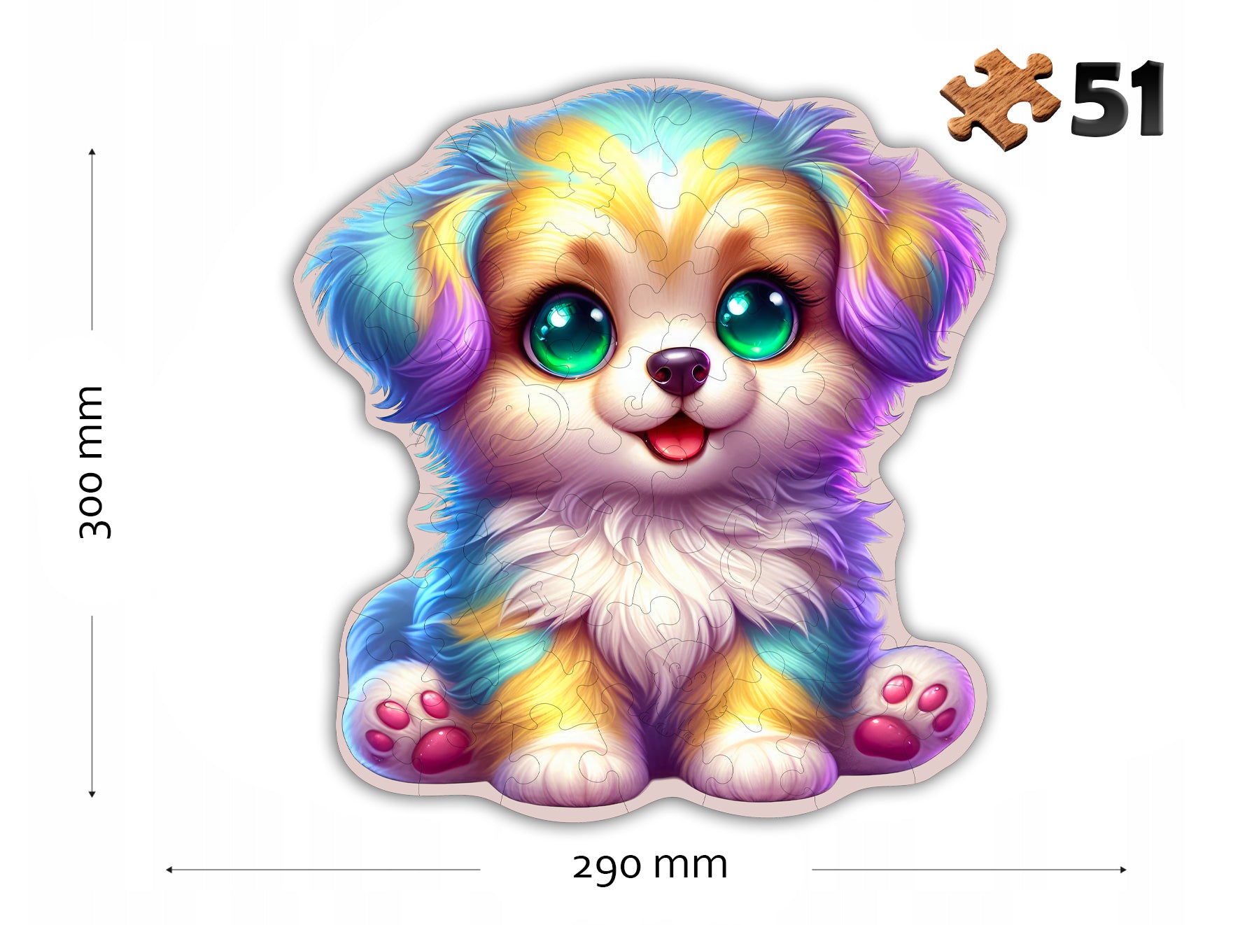 Puzzled Puzzle Drewniane Premium dla dzieci Piesek 51 EL. Układanka PUZZLED