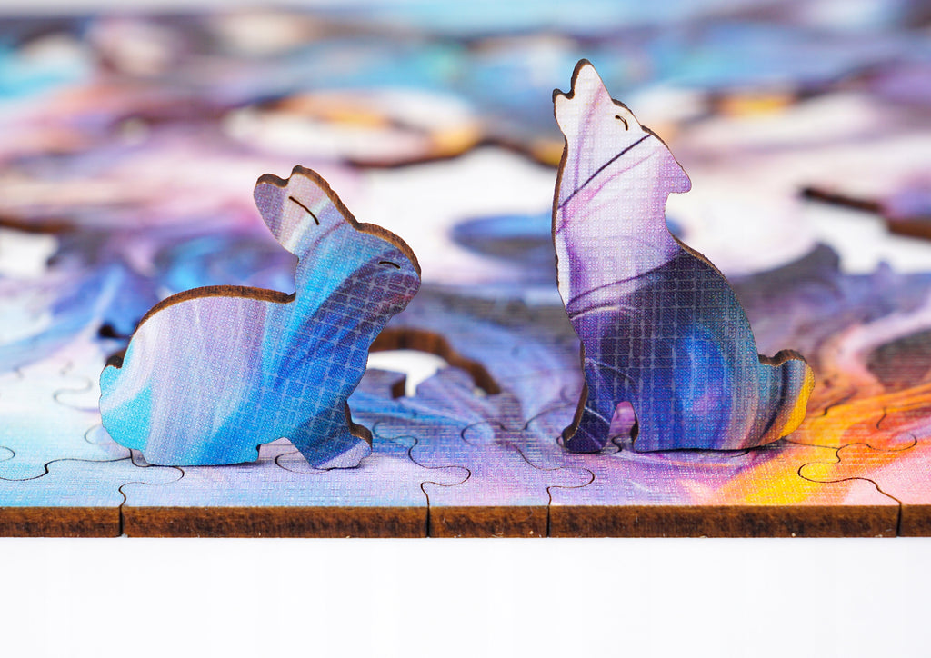 Puzzle drewniane PUZZLED Srebrzysty Wilk 145 elementów dla dorosłych
