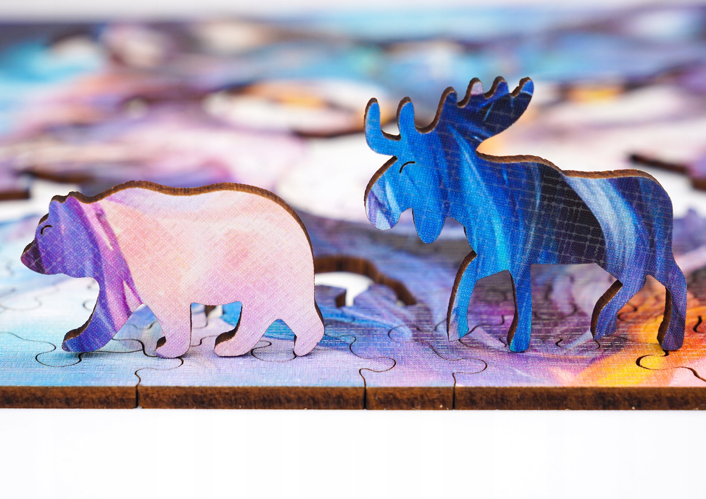 Puzzle drewniane PUZZLED Srebrzysty Wilk 145 elementów dla dorosłych