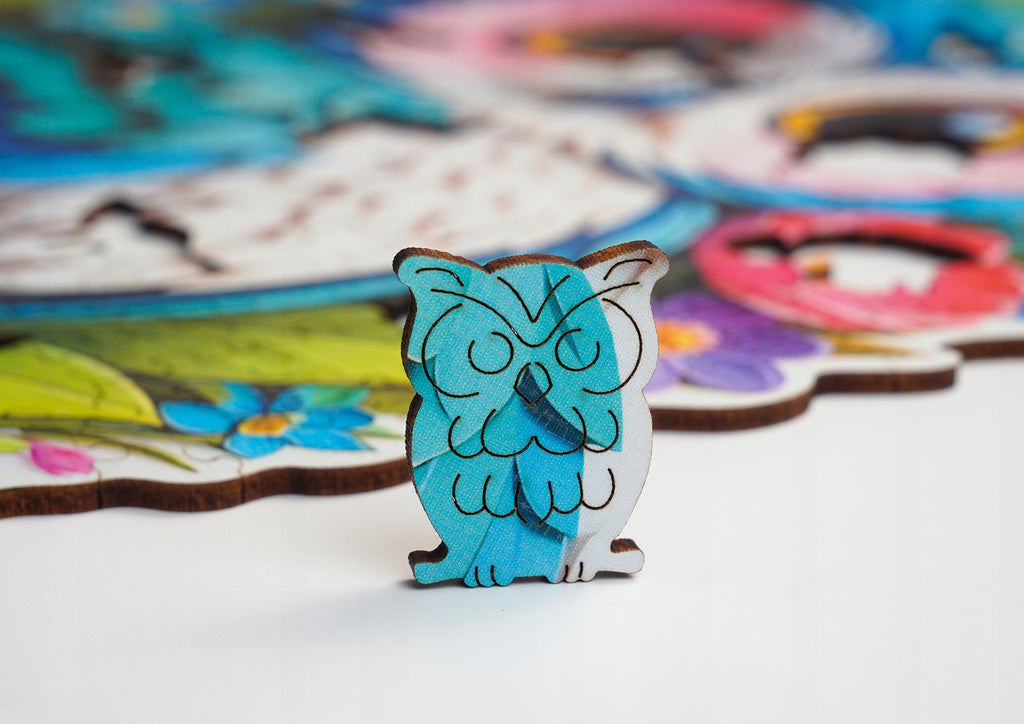 Puzzle drewniane PUZZLED Sowa 305 elementów – układanka po obrysie dla dorosłych