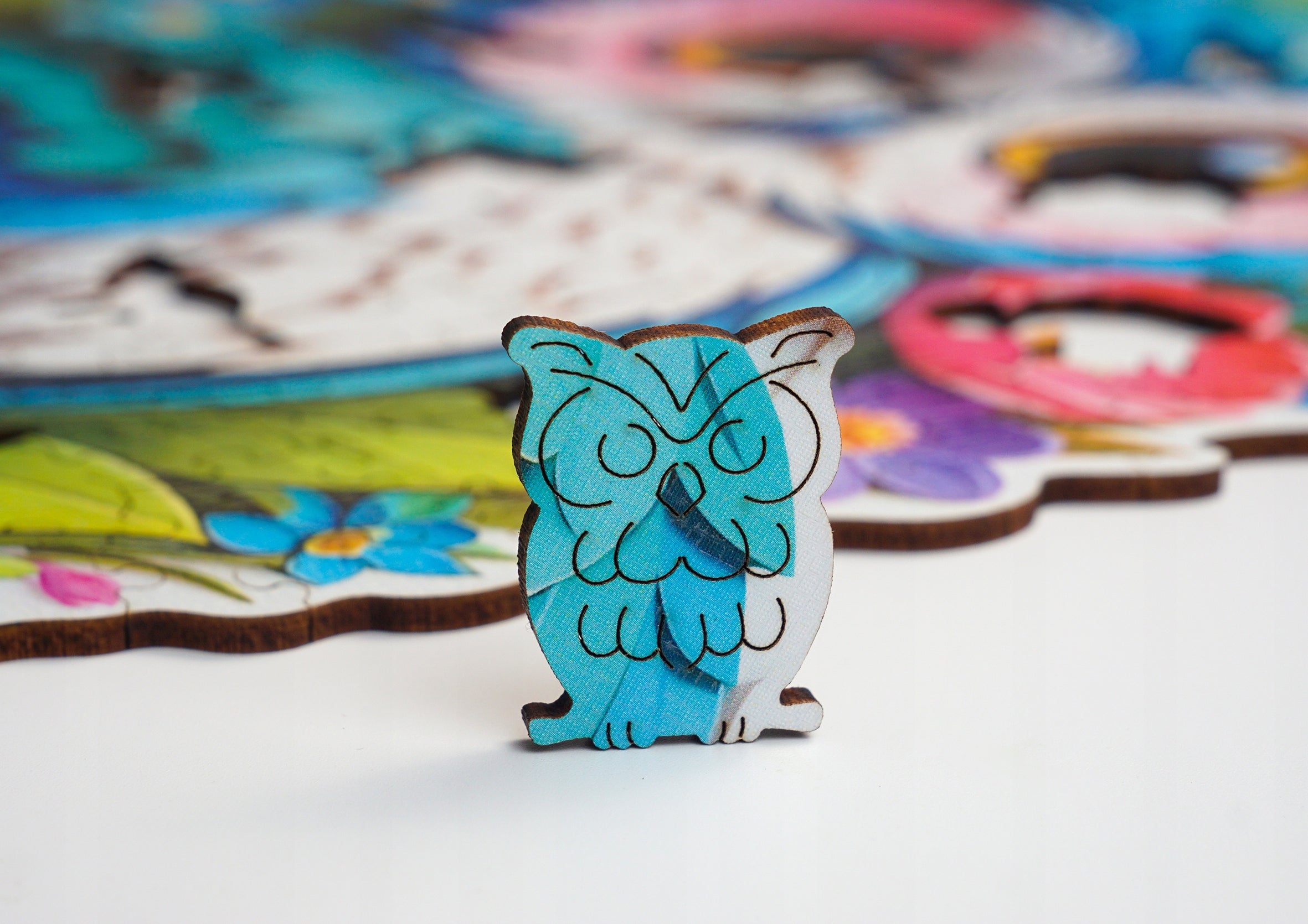 Puzzle drewniane PUZZLED Sowa 305 elementów – układanka po obrysie dla dorosłych