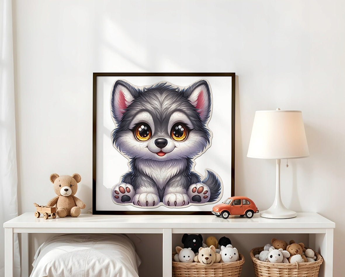 Puzzle Drewniane Premium dla dzieci Wilczek 63 EL. Układanka PUZZLED