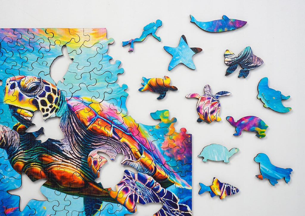 Puzzle drewniane PUZZLED Spokojny Żółw 165 elementów dla dorosłych