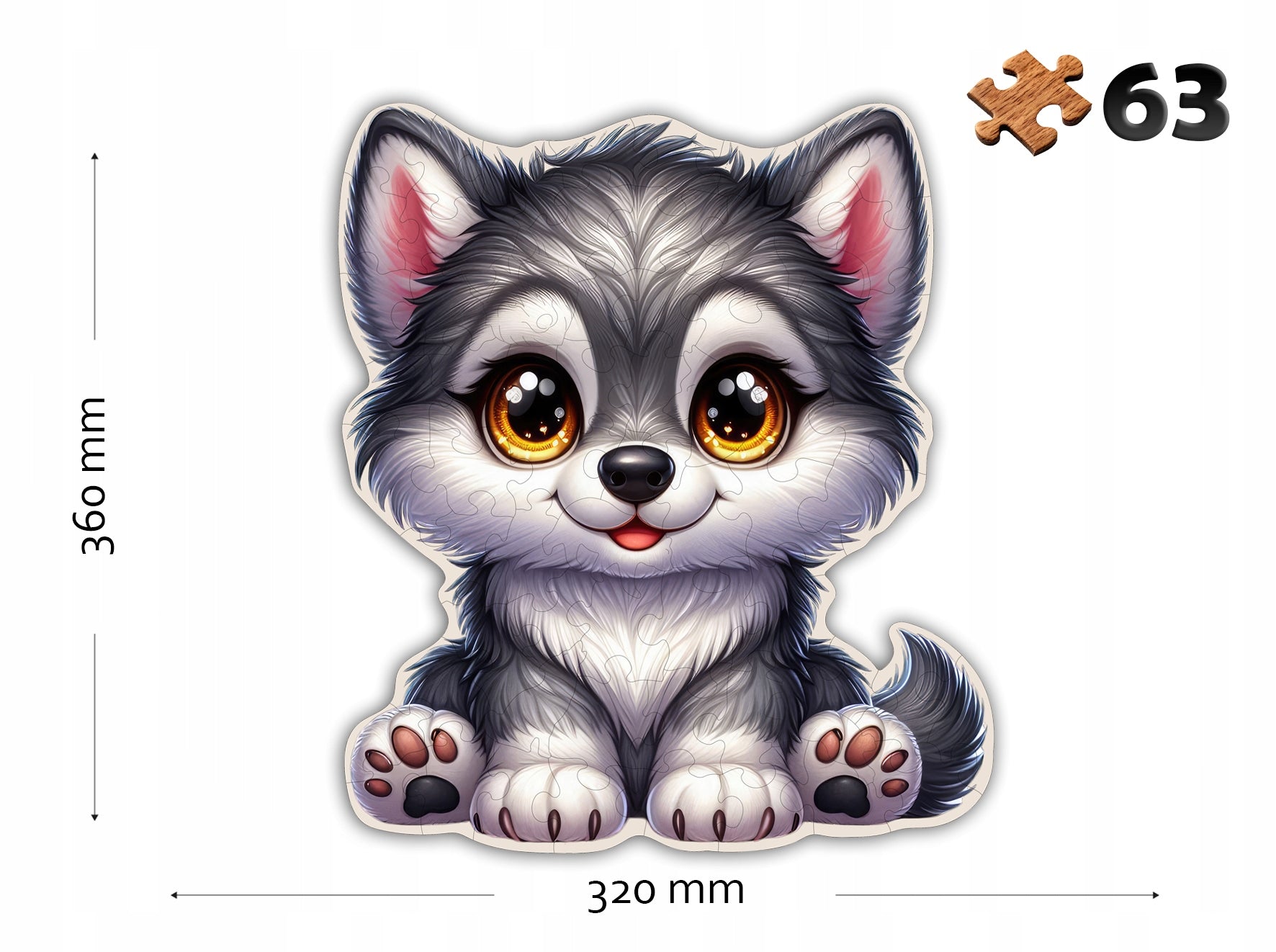 Puzzle Drewniane Premium dla dzieci Wilczek 63 EL. Układanka PUZZLED