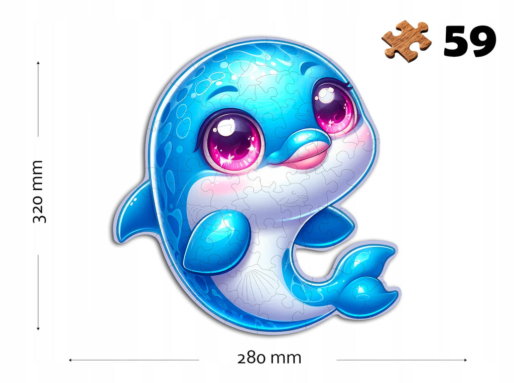 Puzzle Drewniane Premium dla Dzieci PUZZLED DELFINEK 59 ELEMENTÓW