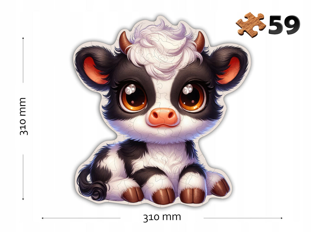 Puzzle Drewniane Premium dla dzieci Krówka 59 EL. Układanka PUZZLED