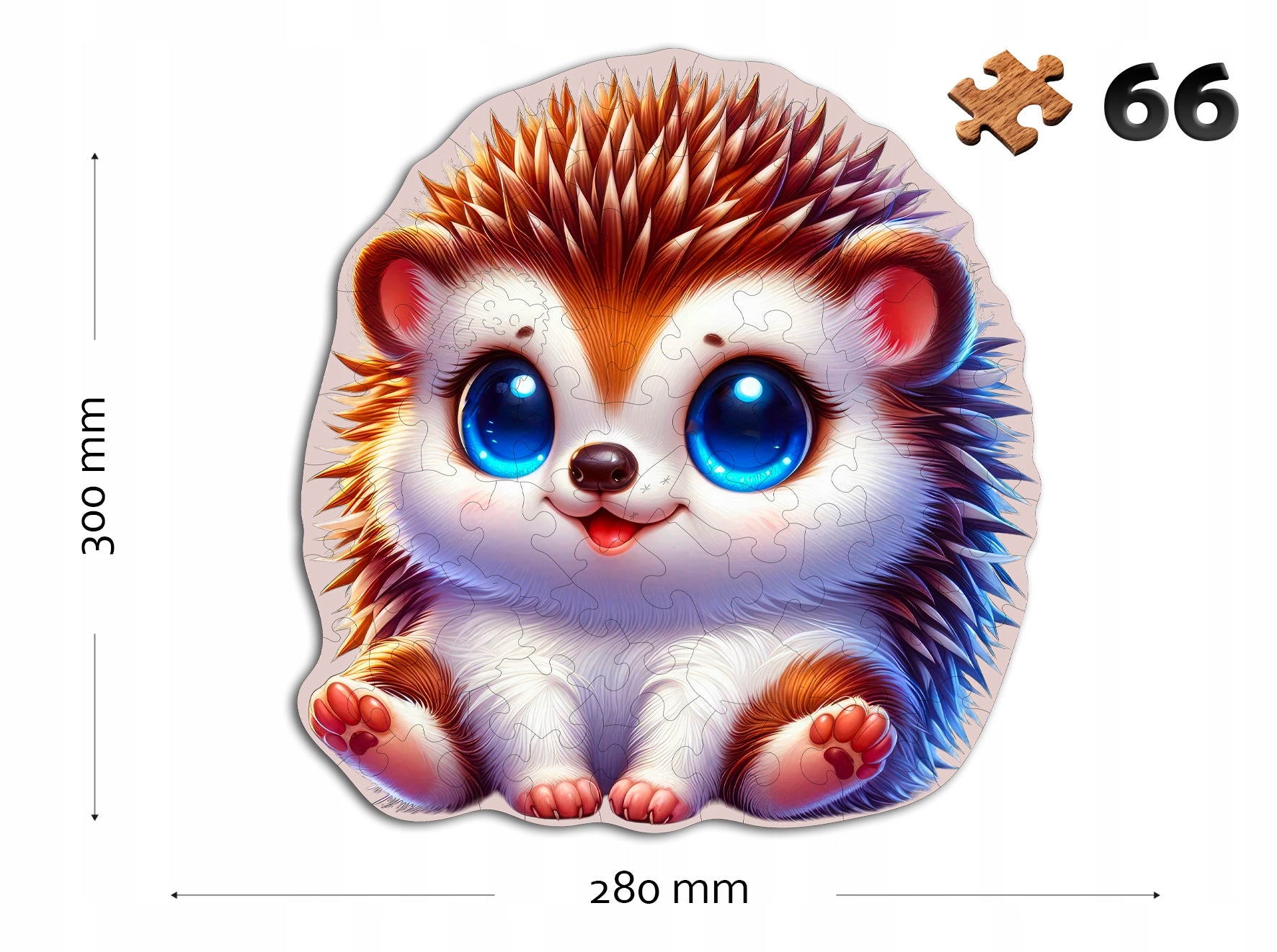Puzzle Drewniane Premium dla Dzieci Jeżyk 66 EL. Układanka PUZZLED