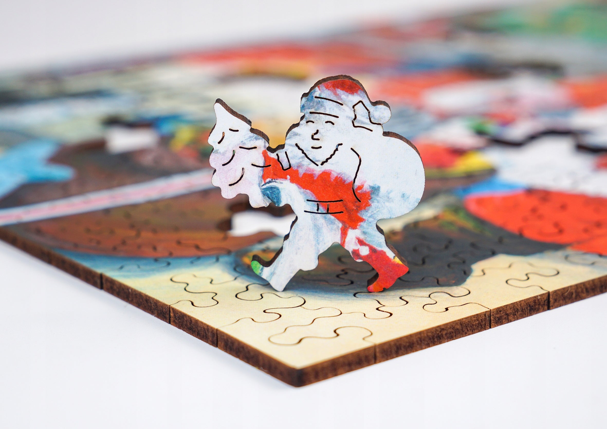 Puzzle Drewniane Święty Mikołaj Układanka Świąteczna A4 230 Elementów