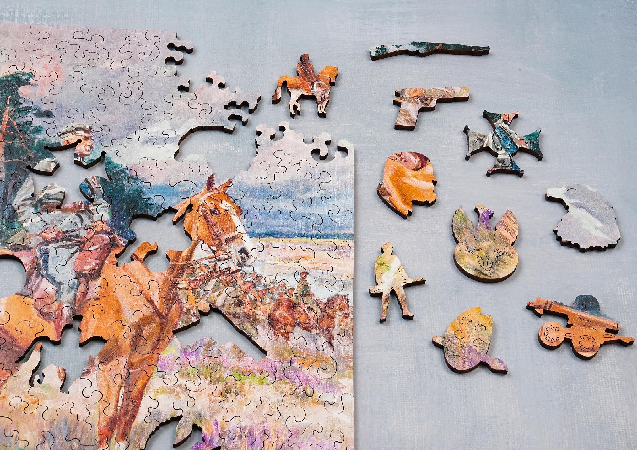 Puzzle Drewniane Kossak Piłsudski Na Kasztance Układanka A4 140 Elementów