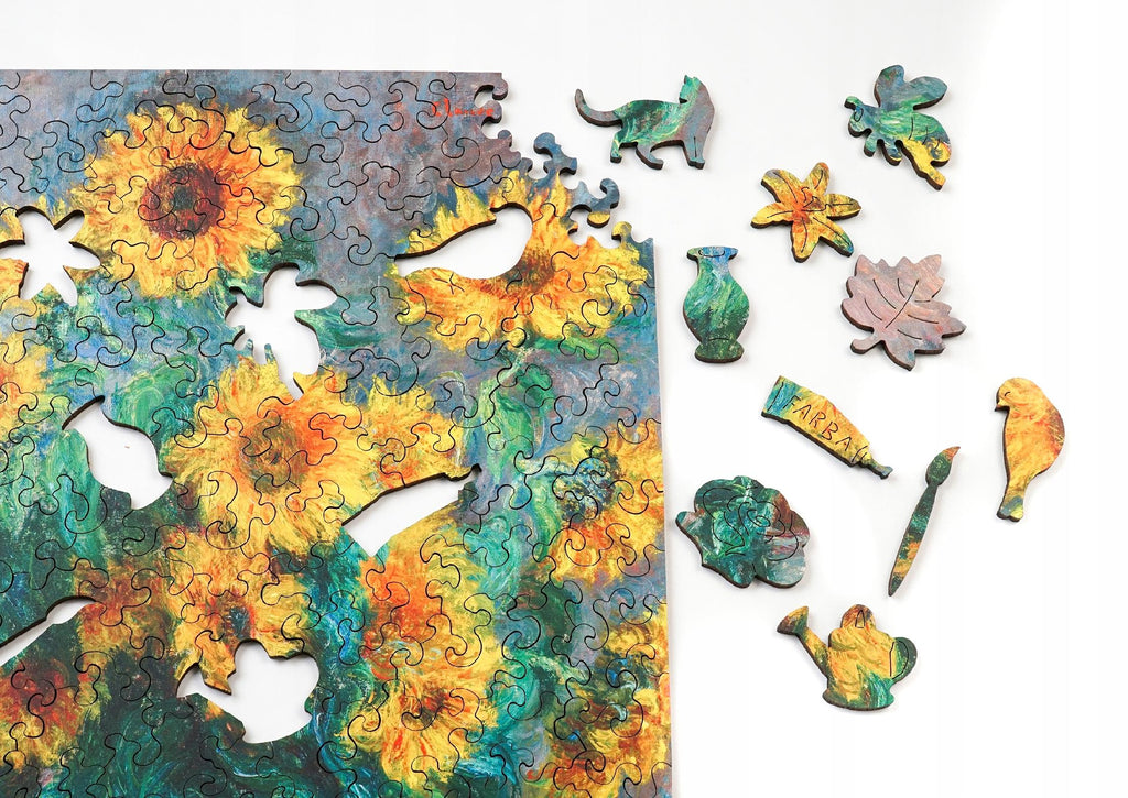 Puzzle Drewniane Monet Słoneczniki Układanka Drewniana A4 140 Elementów