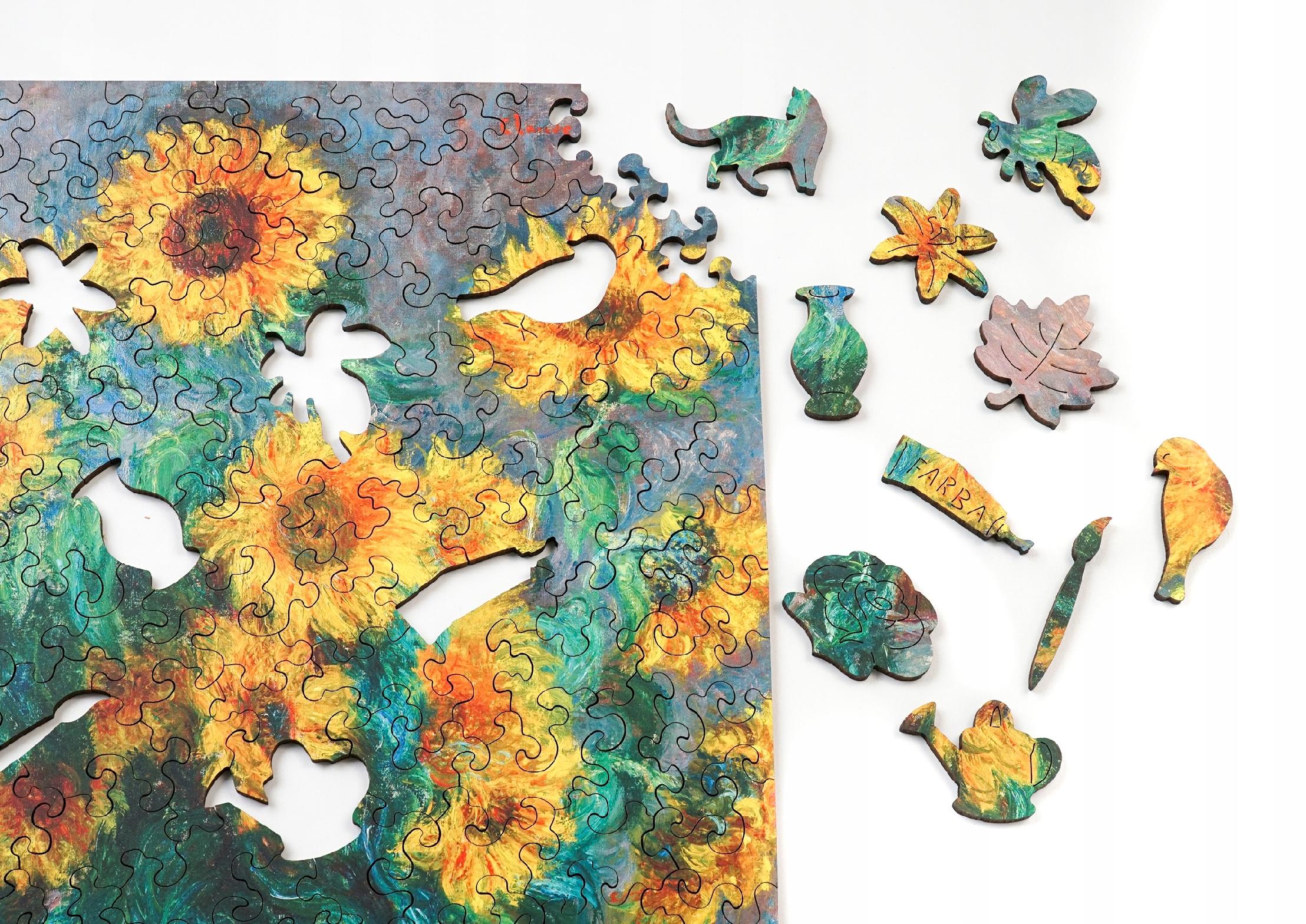 Puzzle Drewniane Monet Słoneczniki Układanka Drewniana A4 140 Elementów