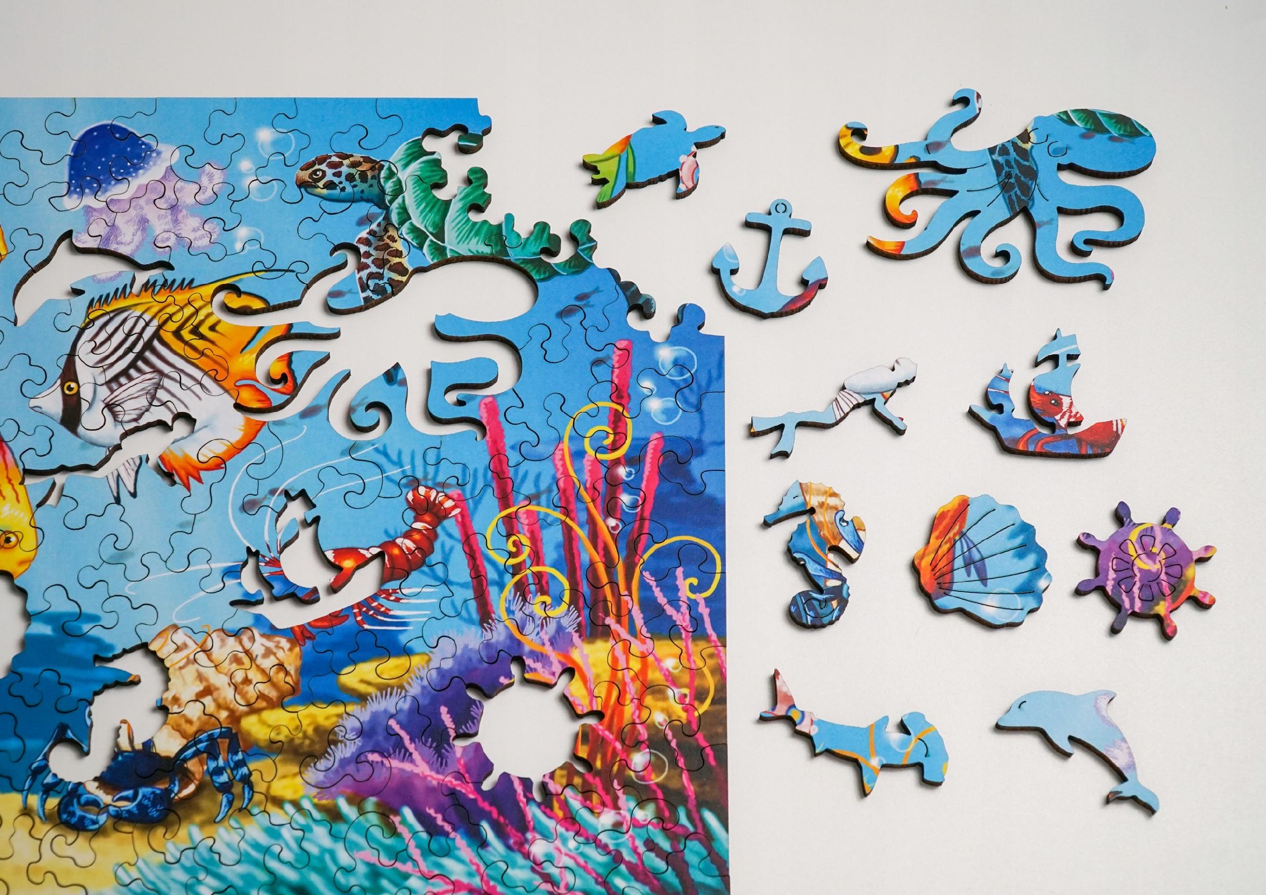 Drewniane puzzle A4 "Podwodny świat" 135el