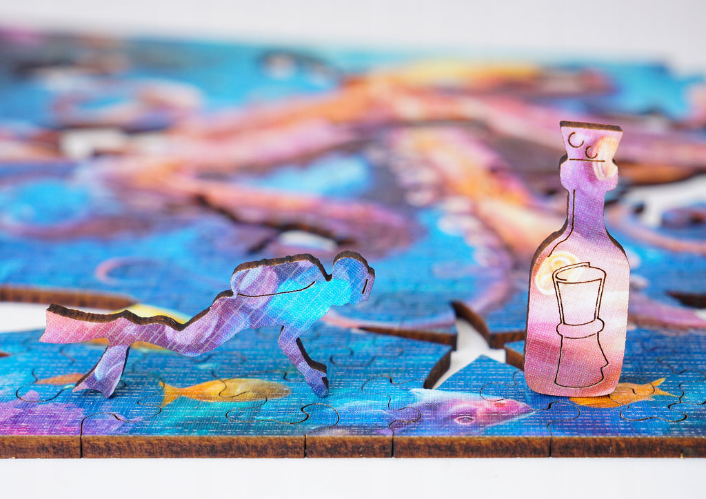 Puzzle drewniane PUZZLED Głębinowa Ośmiornica 155 elementów dla dorosłych