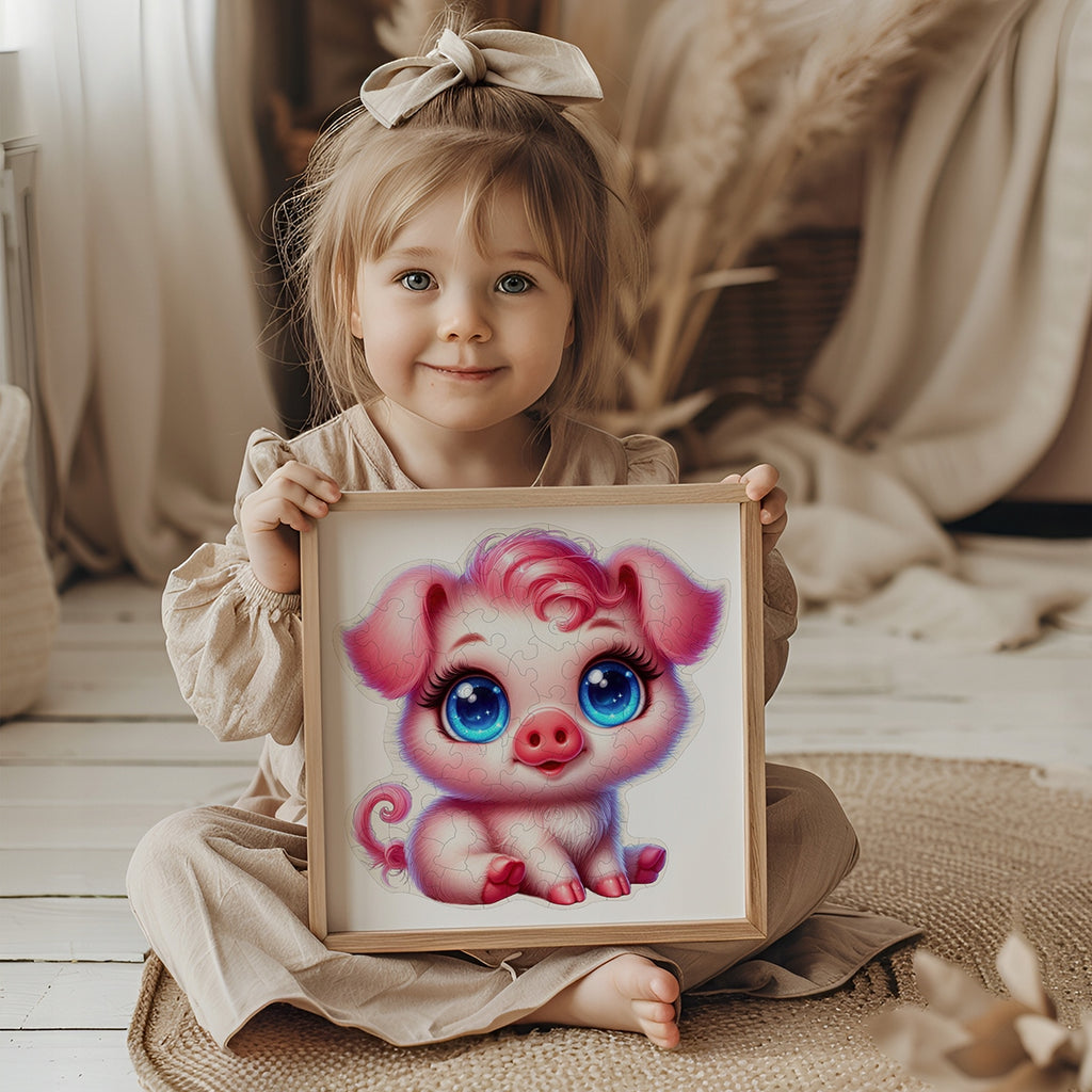 Puzzle Drewniane Premium dla dzieci Świnka 58 EL. Układanka PUZZLED