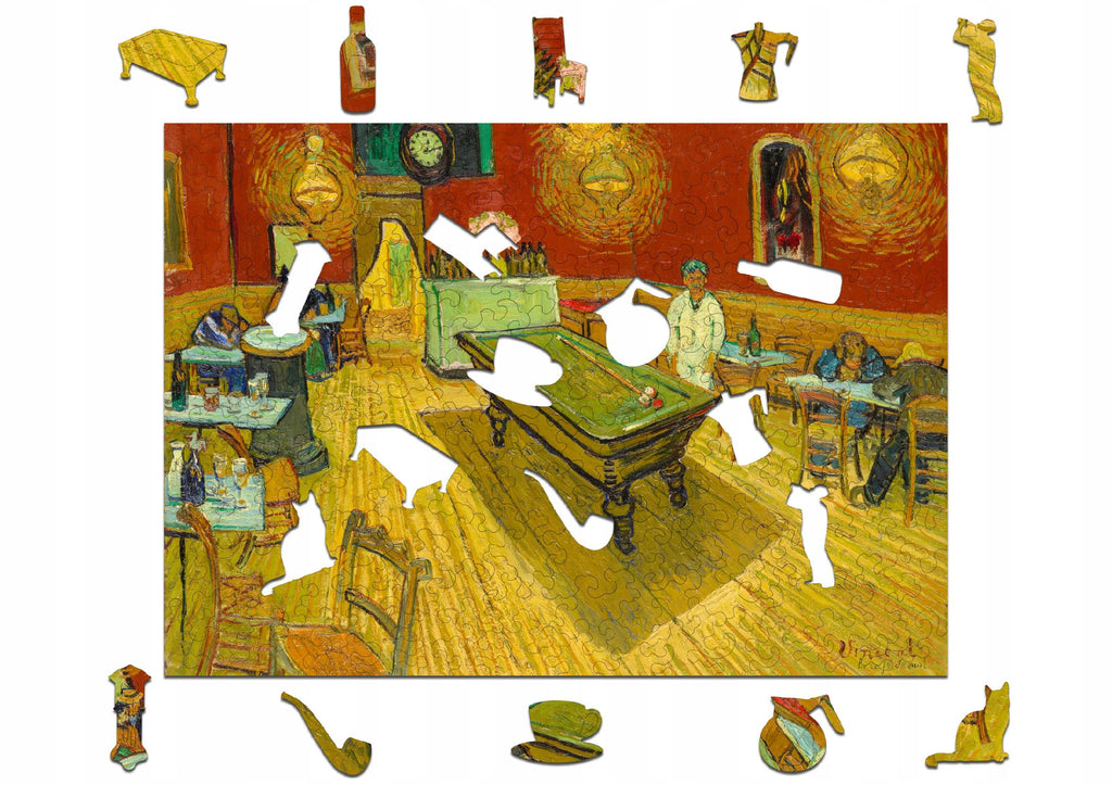 Drewniane puzzle A4 van Gogh "Nocna kawiarnia"