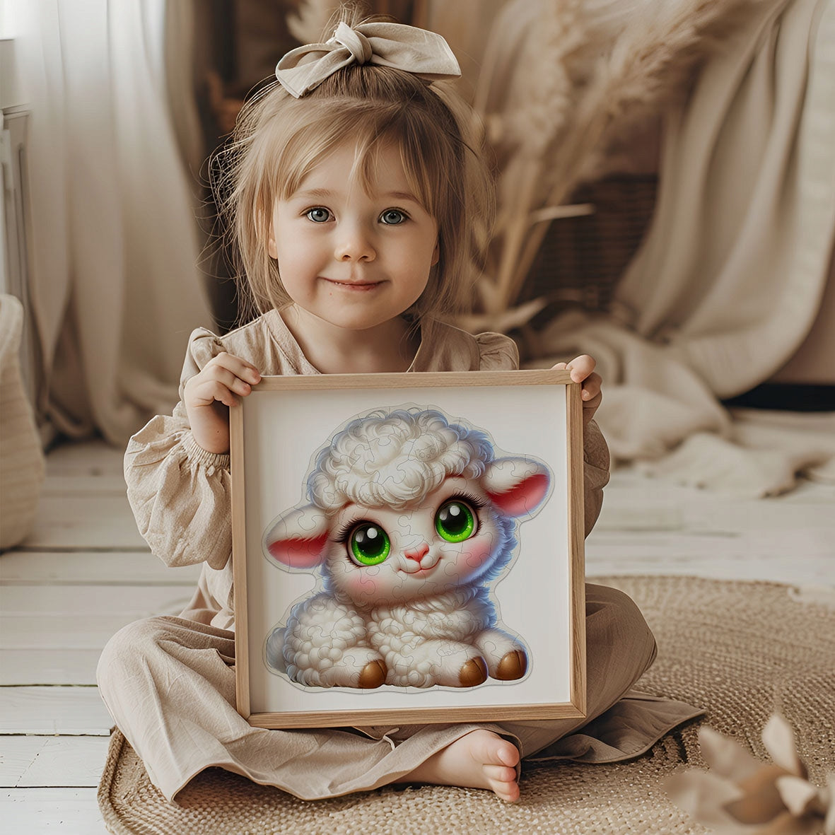 Puzzle Drewniane Premium dla dzieci Owieczka 48 EL. Układanka PUZZLED