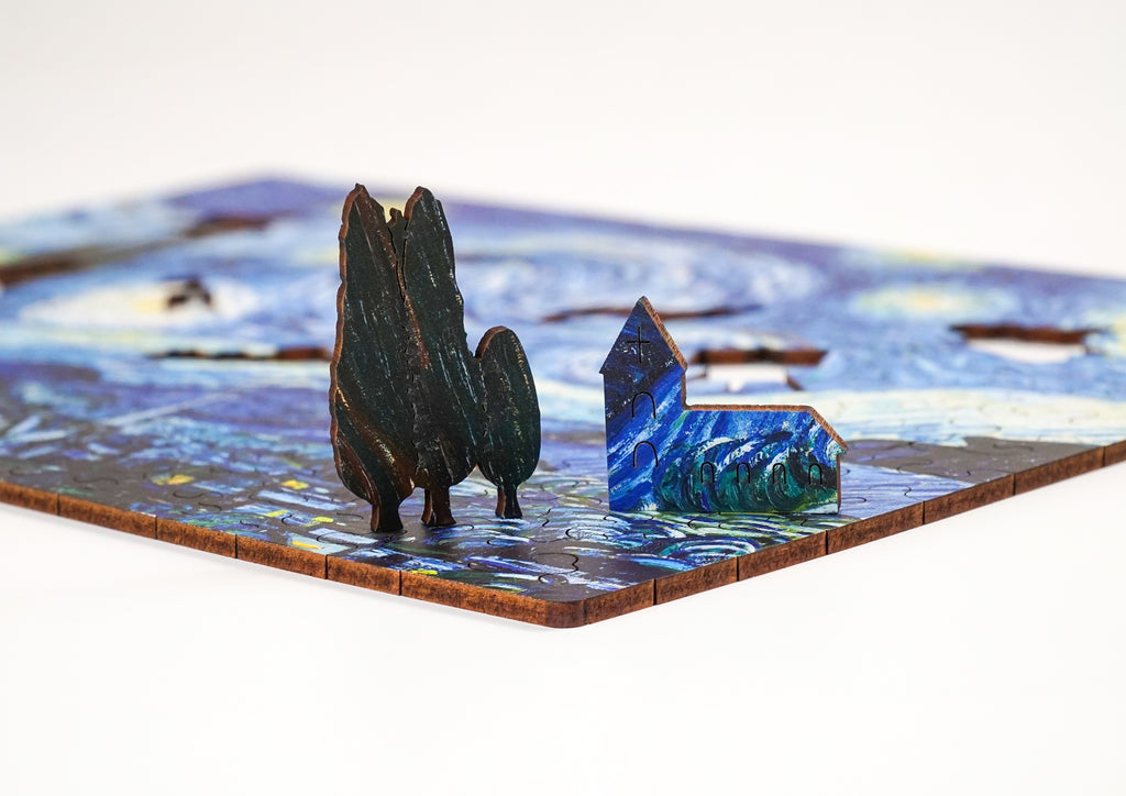 Drewniane Puzzle Van Gogh Gwieździsta Noc A4 150 el. Prezent Sztuka Dekor