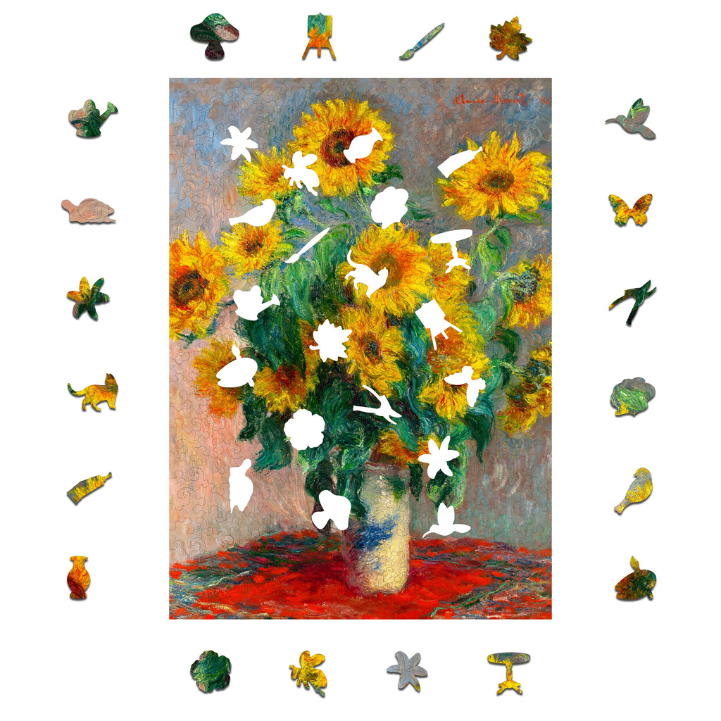 Drewniane puzzle A3 Claude Monet Słoneczniki 300el