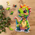 Puzzle Drewniane Premium dla Dzieci Wesoły Dinozaur 52 EL Układanka PUZZLED