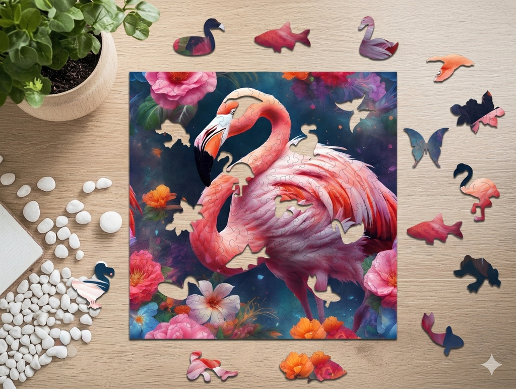 Puzzle drewniane PUZZLED Elegancki Flaming 155 elementów dla dorosłych