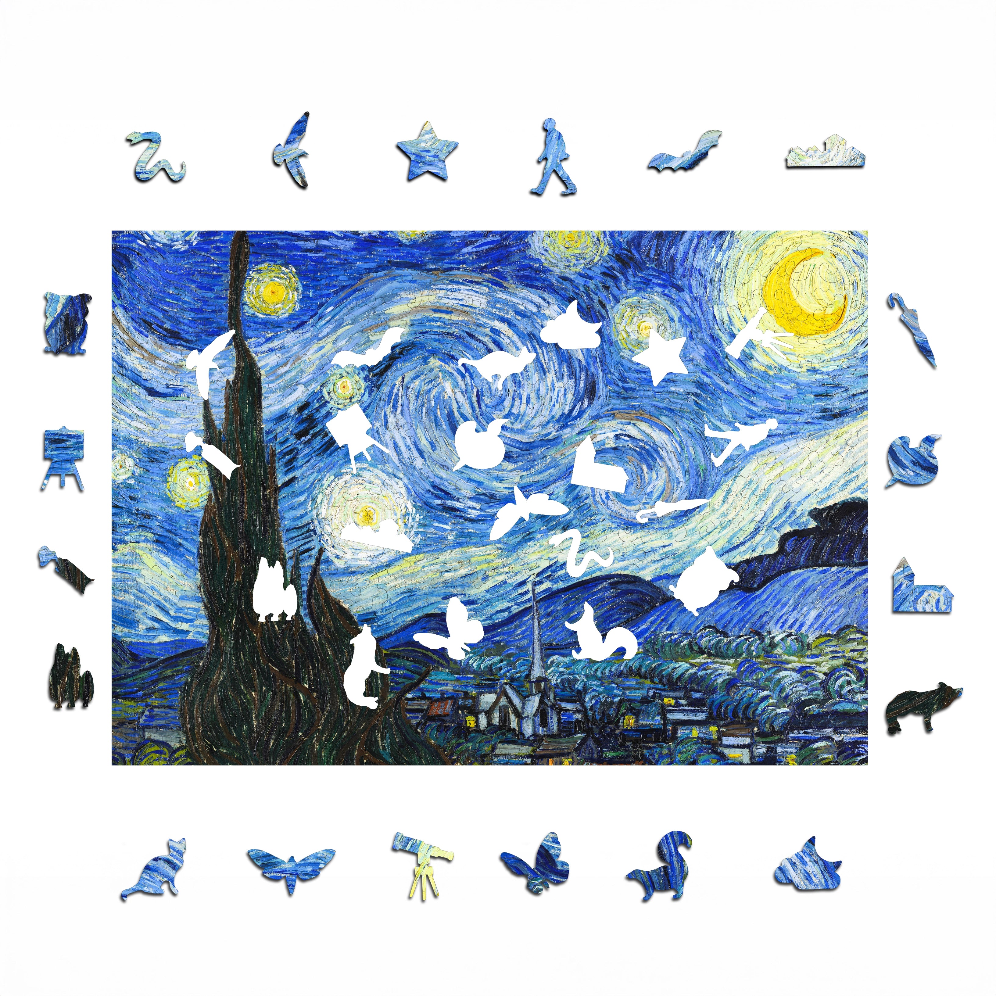 Drewniane puzzle A3 van Gogh Gwiaździsta noc 300el