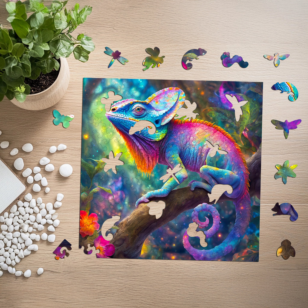 Puzzle drewniane PUZZLED Barwny Kameleon 150 elementów dla dorosłych