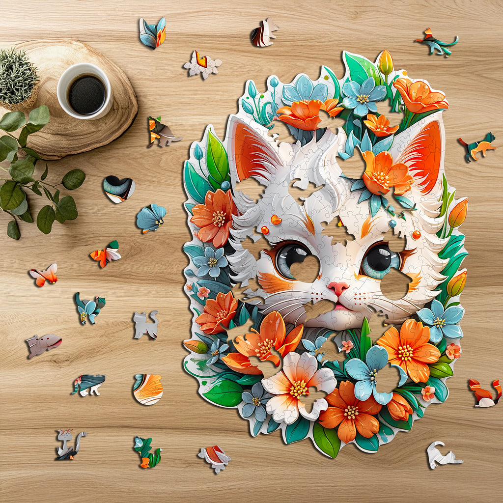 Puzzle drewniane PUZZLED Kotek 280 elementów – układanka po obrysie dla dorosłych
