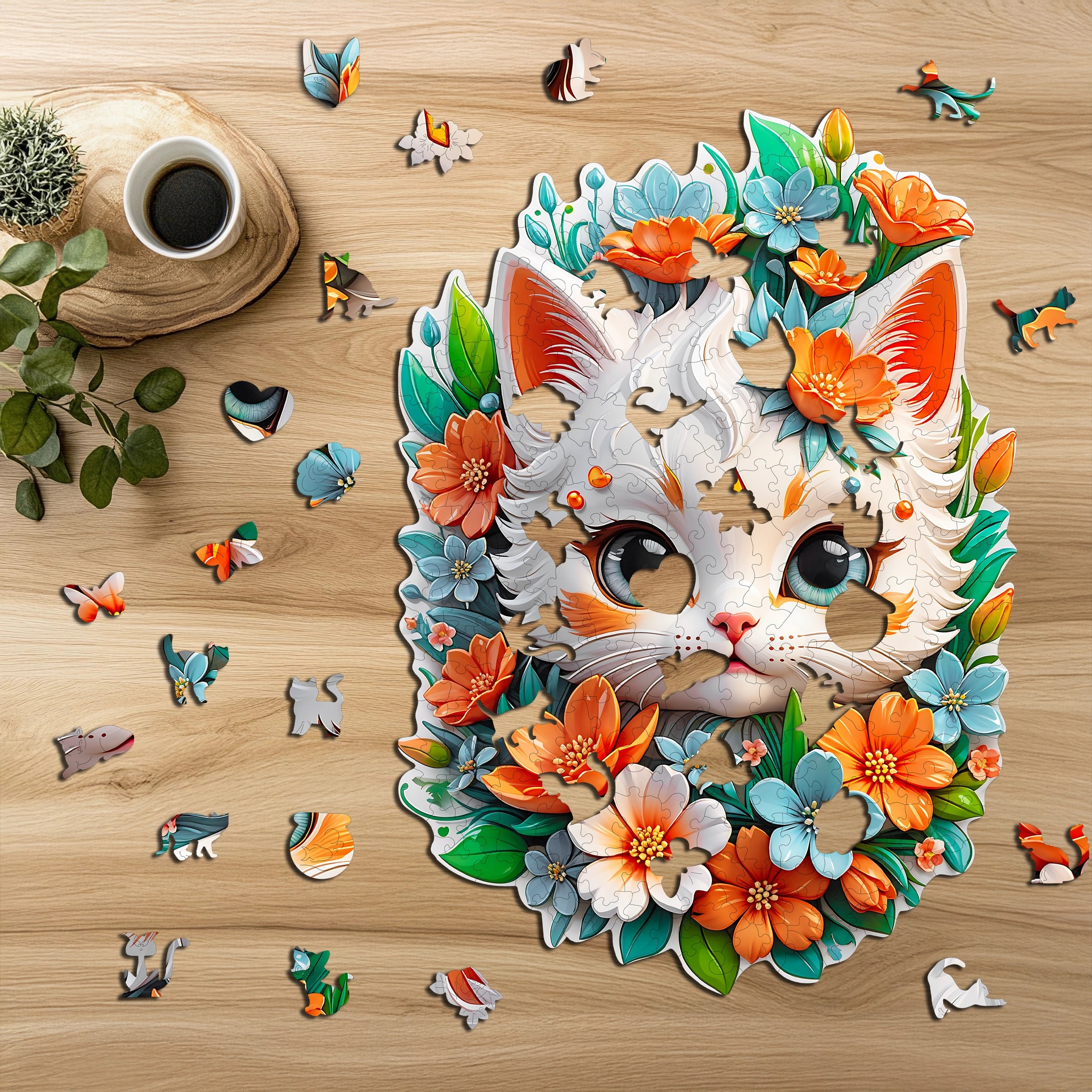 Puzzle drewniane PUZZLED Kotek 280 elementów – układanka po obrysie dla dorosłych
