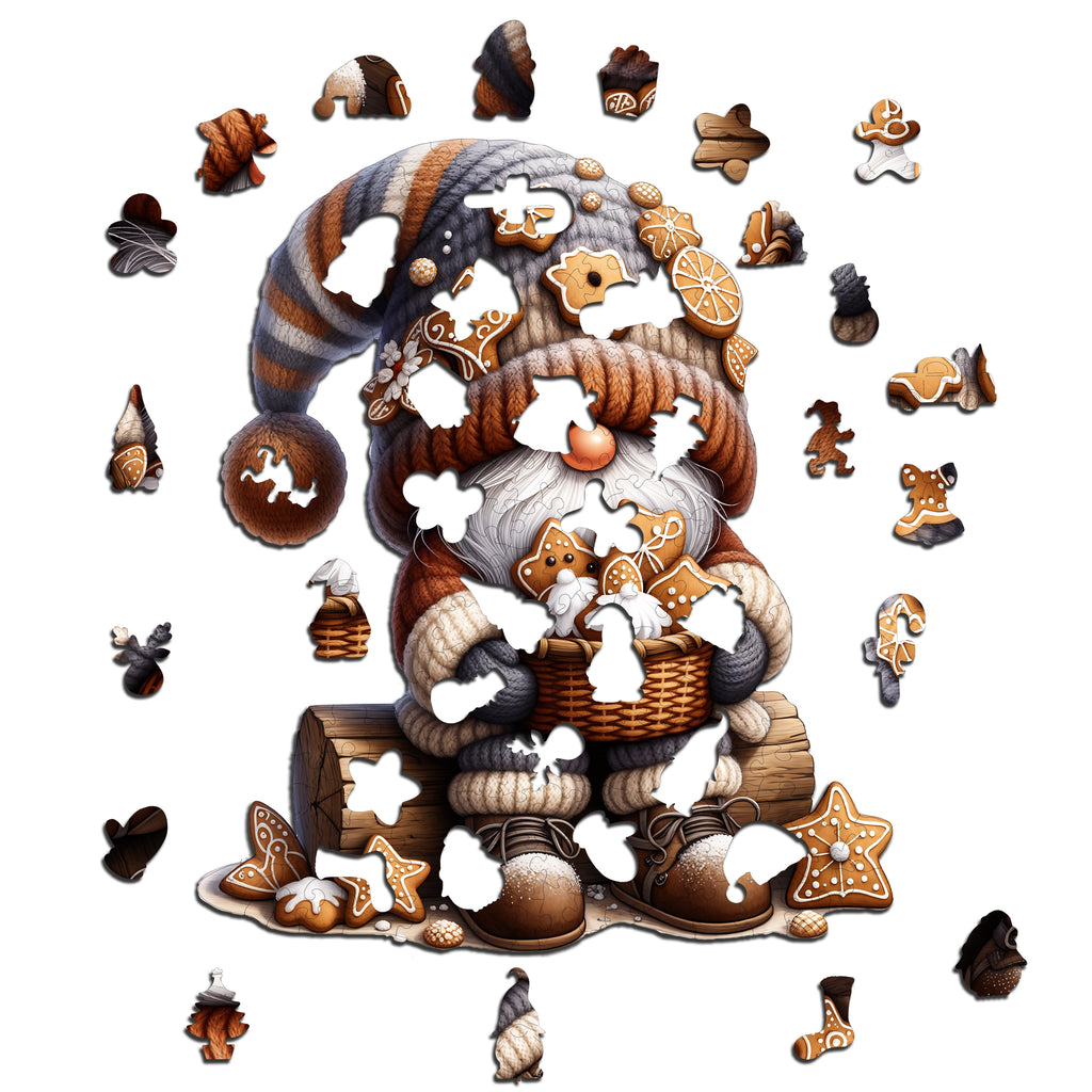 Puzzle Drewniane dla Dorosłych – Krasnal z pierniczkami 195 el. | PUZZLED