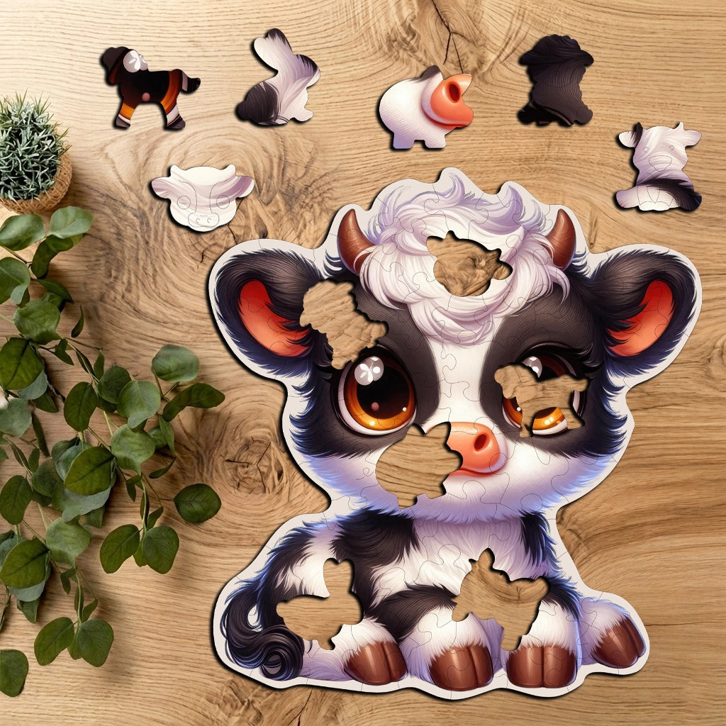 Puzzle Drewniane Premium dla dzieci Krówka 59 EL. Układanka PUZZLED
