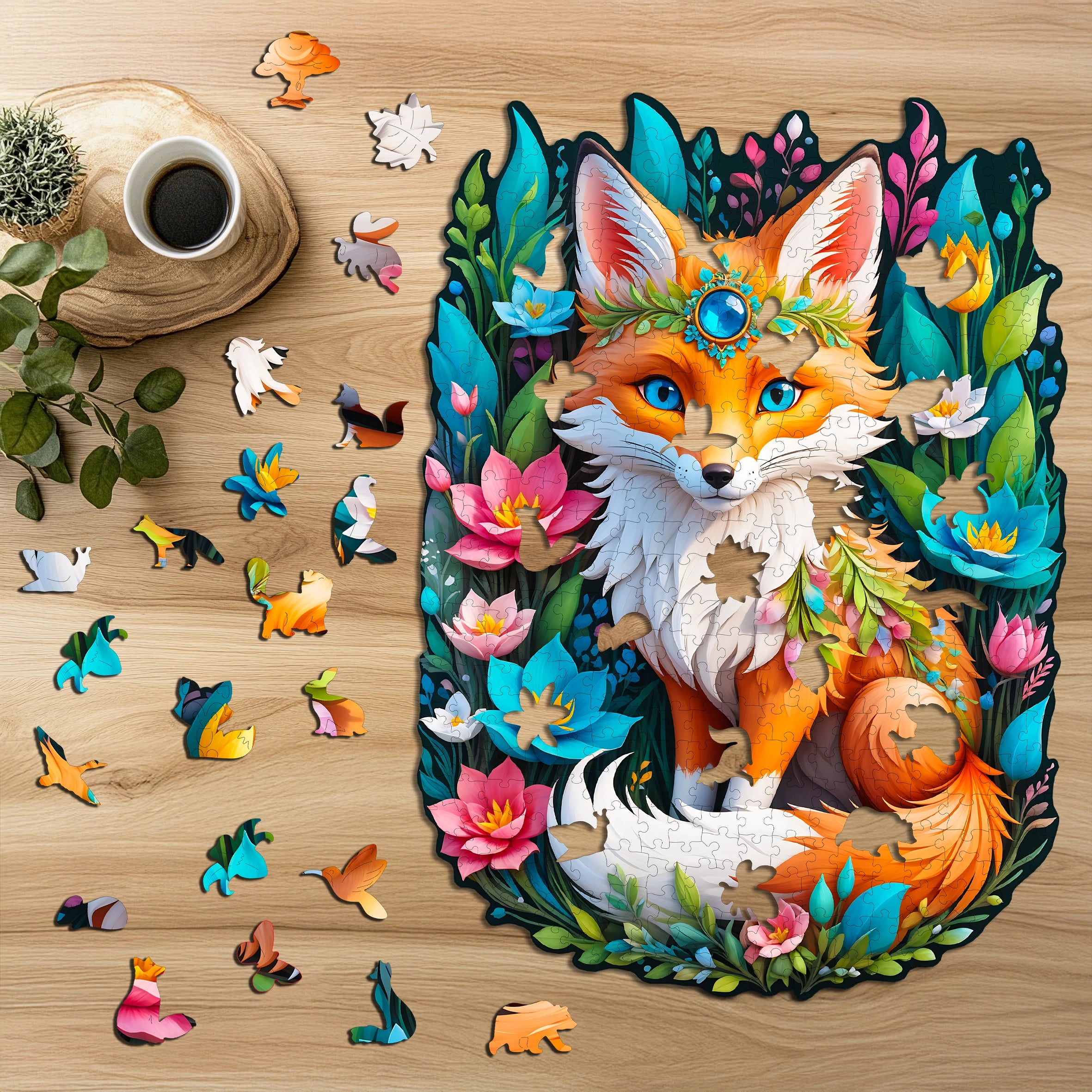 Puzzle drewniane PUZZLED Lisek 390 elementów – układanka po obrysie dla dorosłych
