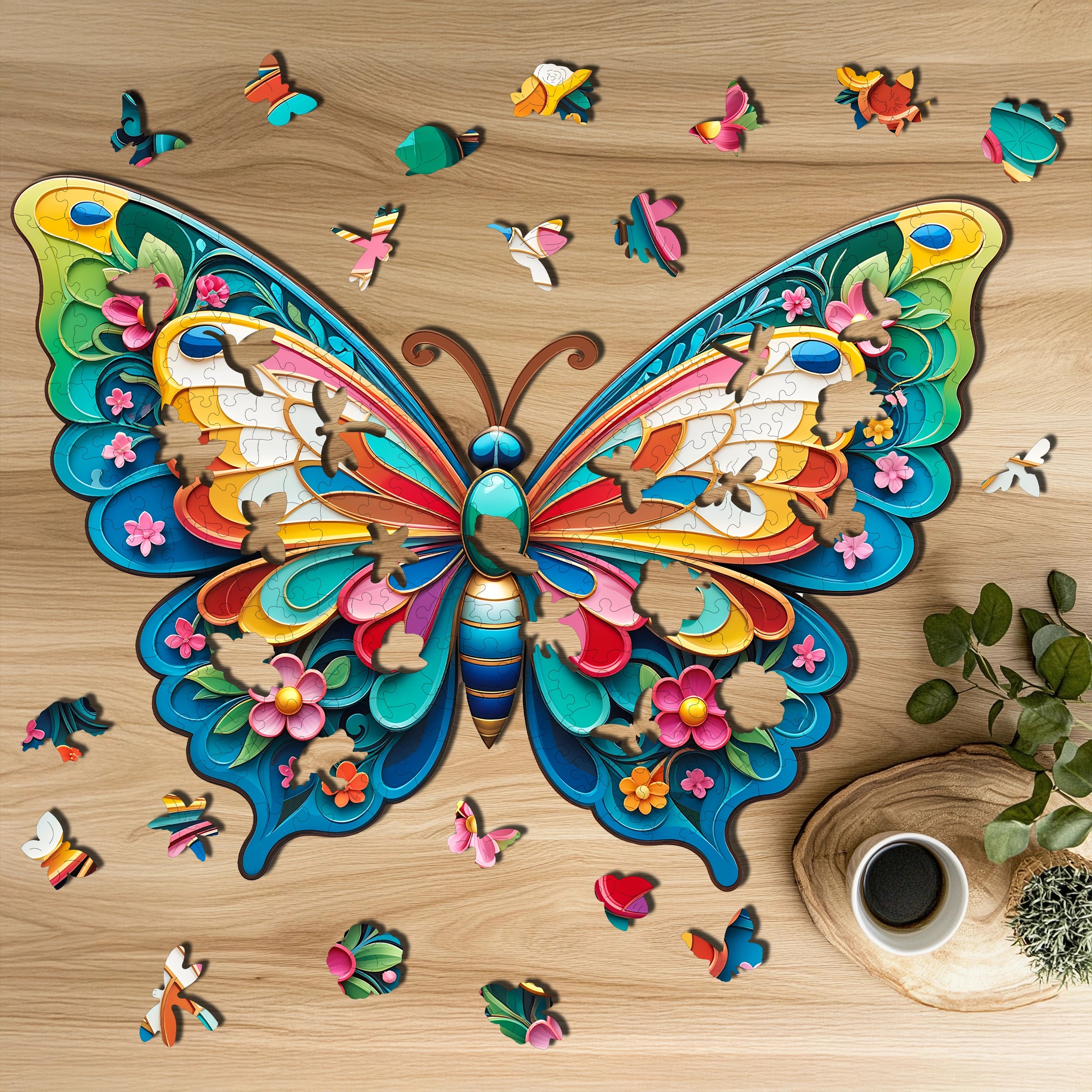 Puzzle drewniane PUZZLED Motyl 225 elementów – układanka po obrysie dla dorosłych